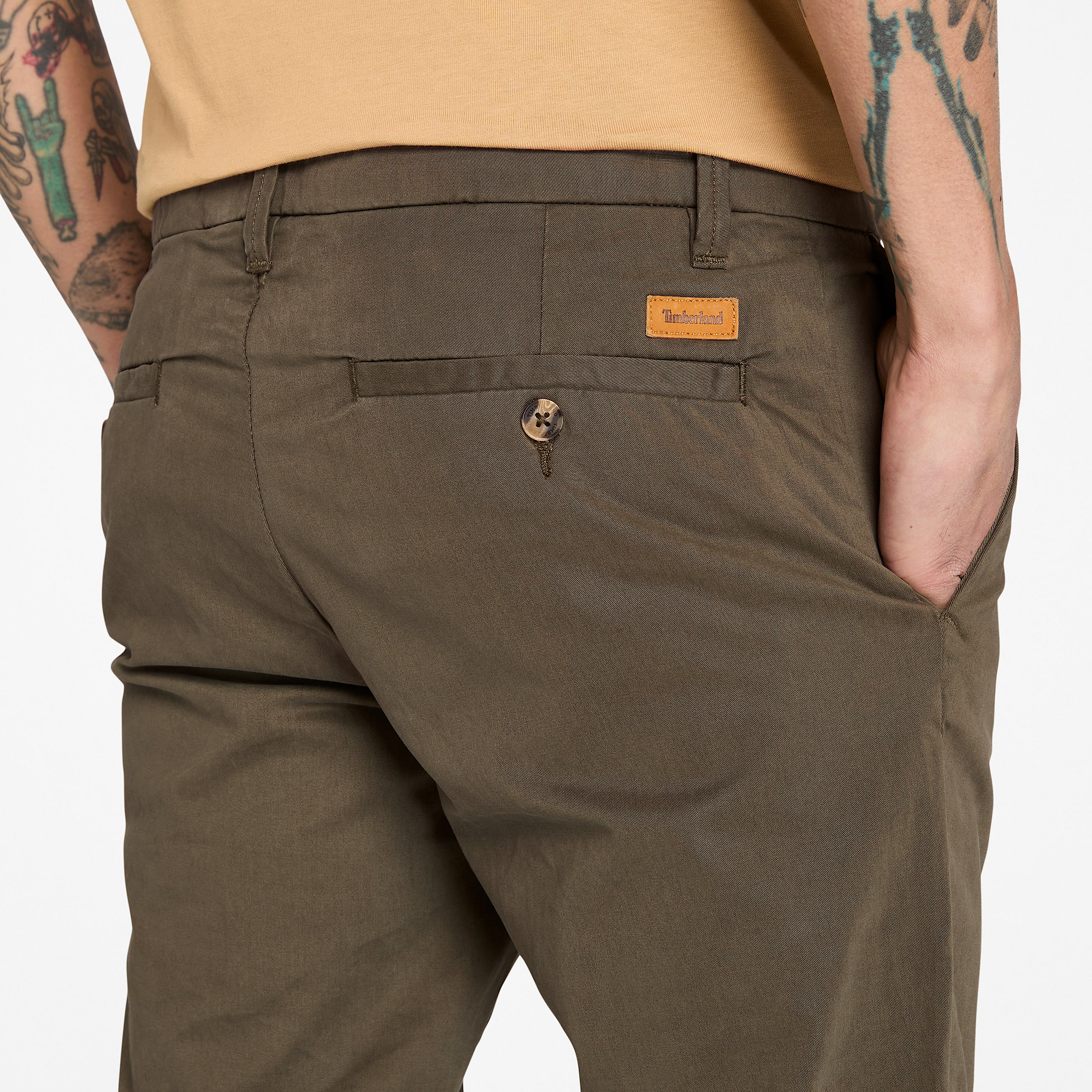 Claremont Twill Chino Slim Trouser for Men in Green TBL Green ALT2