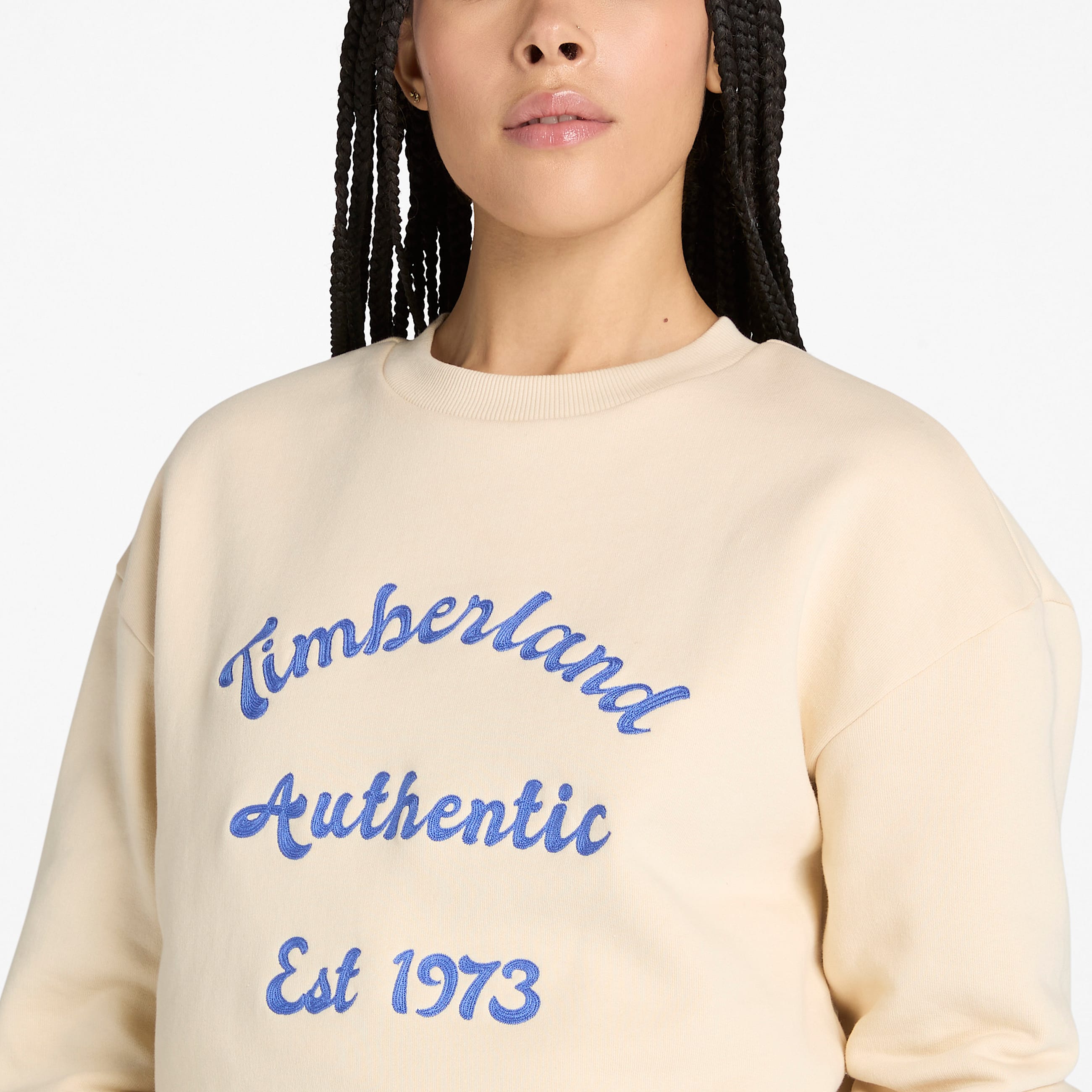 Brushed Back Crewneck Sweatshirt for Women in Beige TBL Beige ALT2