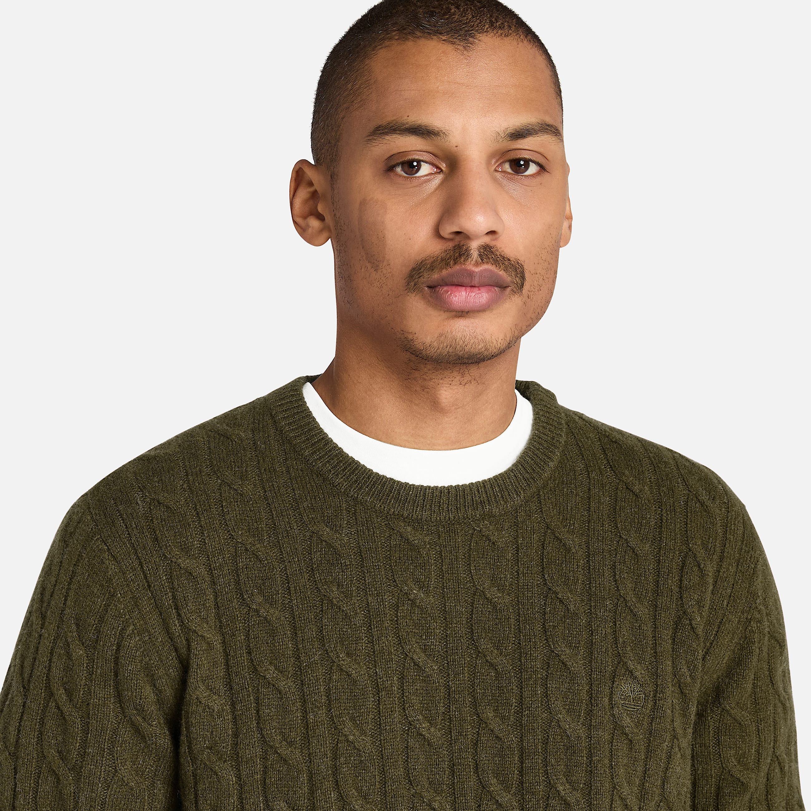 Phillips Brook Crewneck Cableknit Jumper for Men in Green TBL Green ALT2