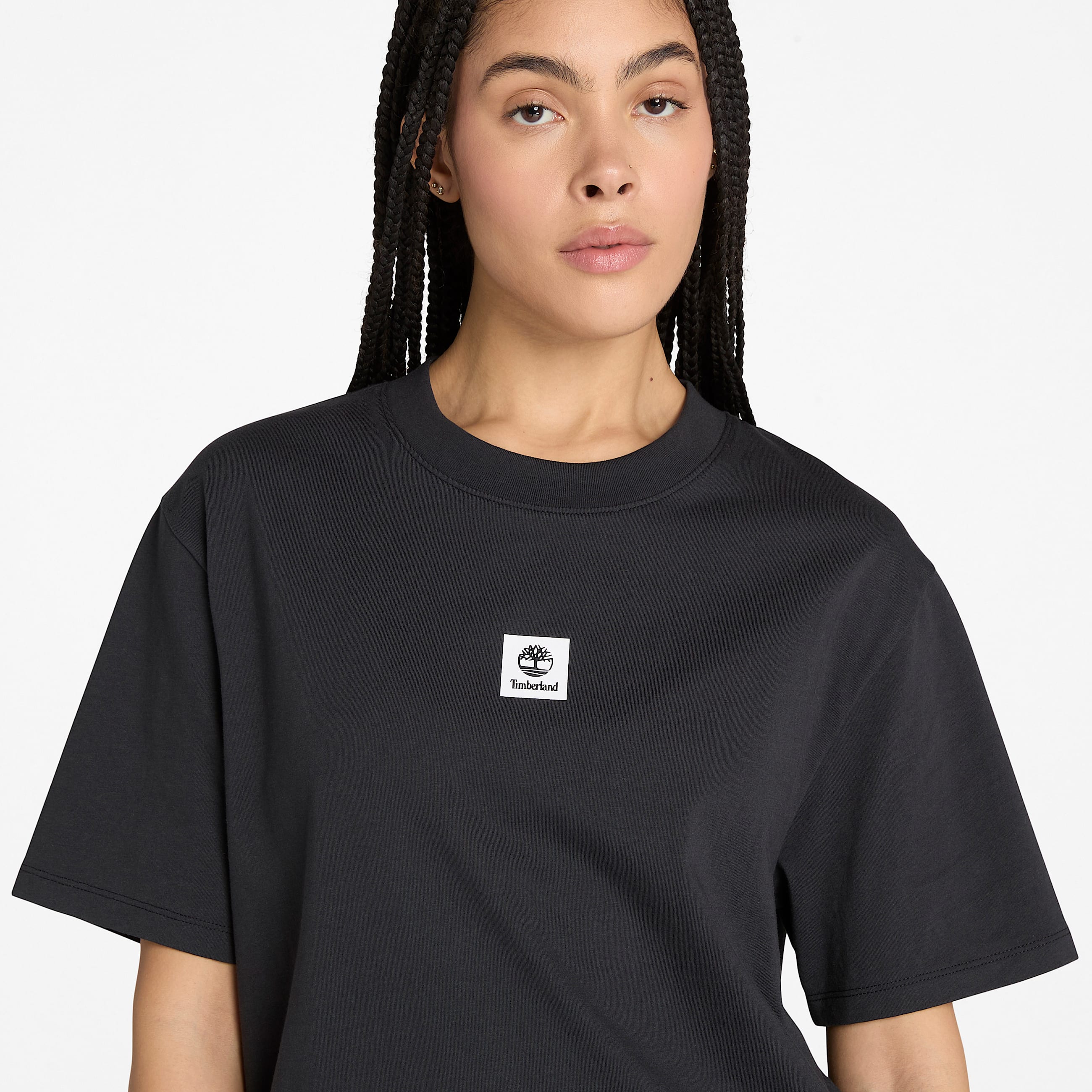 Kurzrmeliges Timberland TShirt mit StackLogo fr Damen in Schwarz TBL Schwarz ALT2