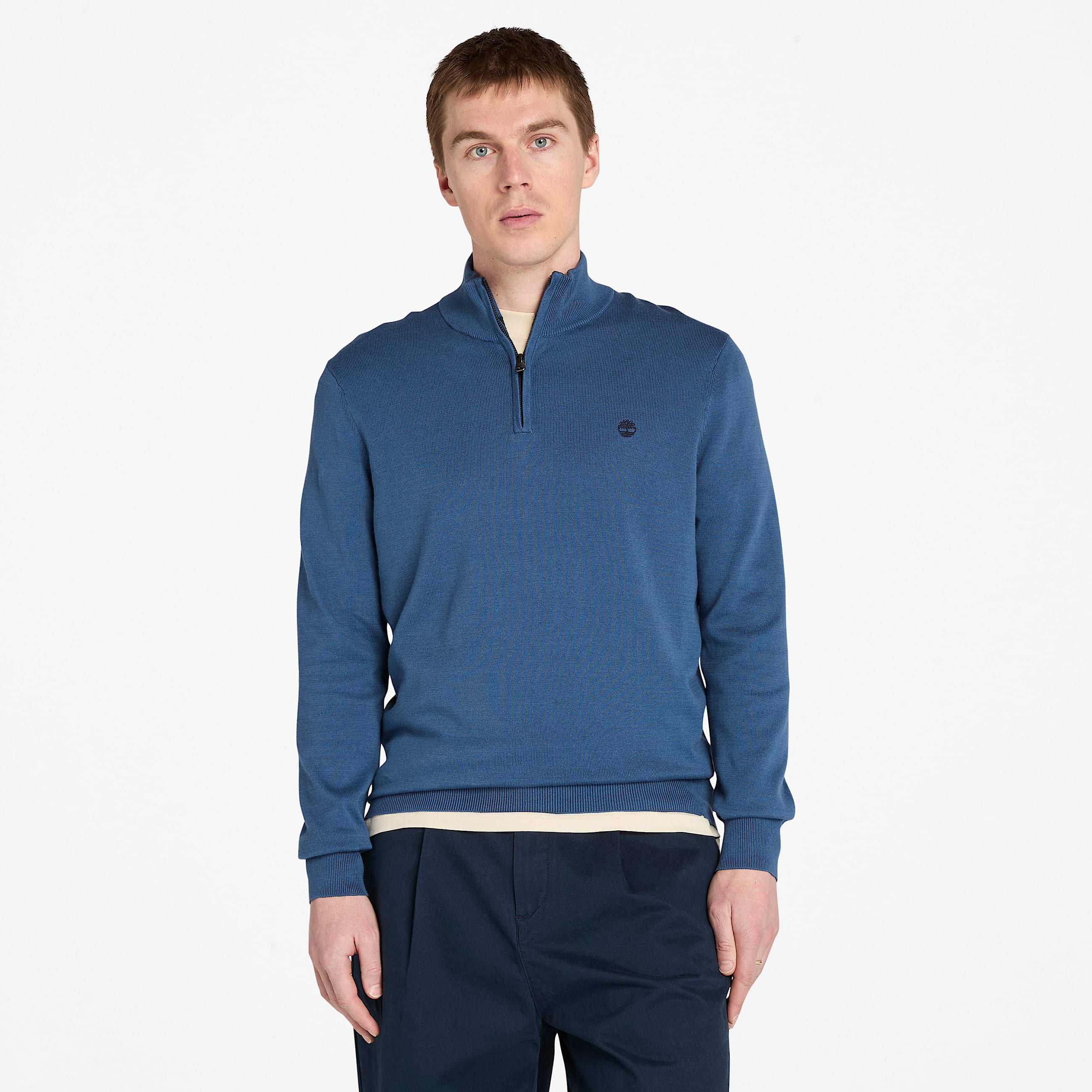 Pull  col zipp Williams River pour homme en bleu fonc TBL bleu HERO