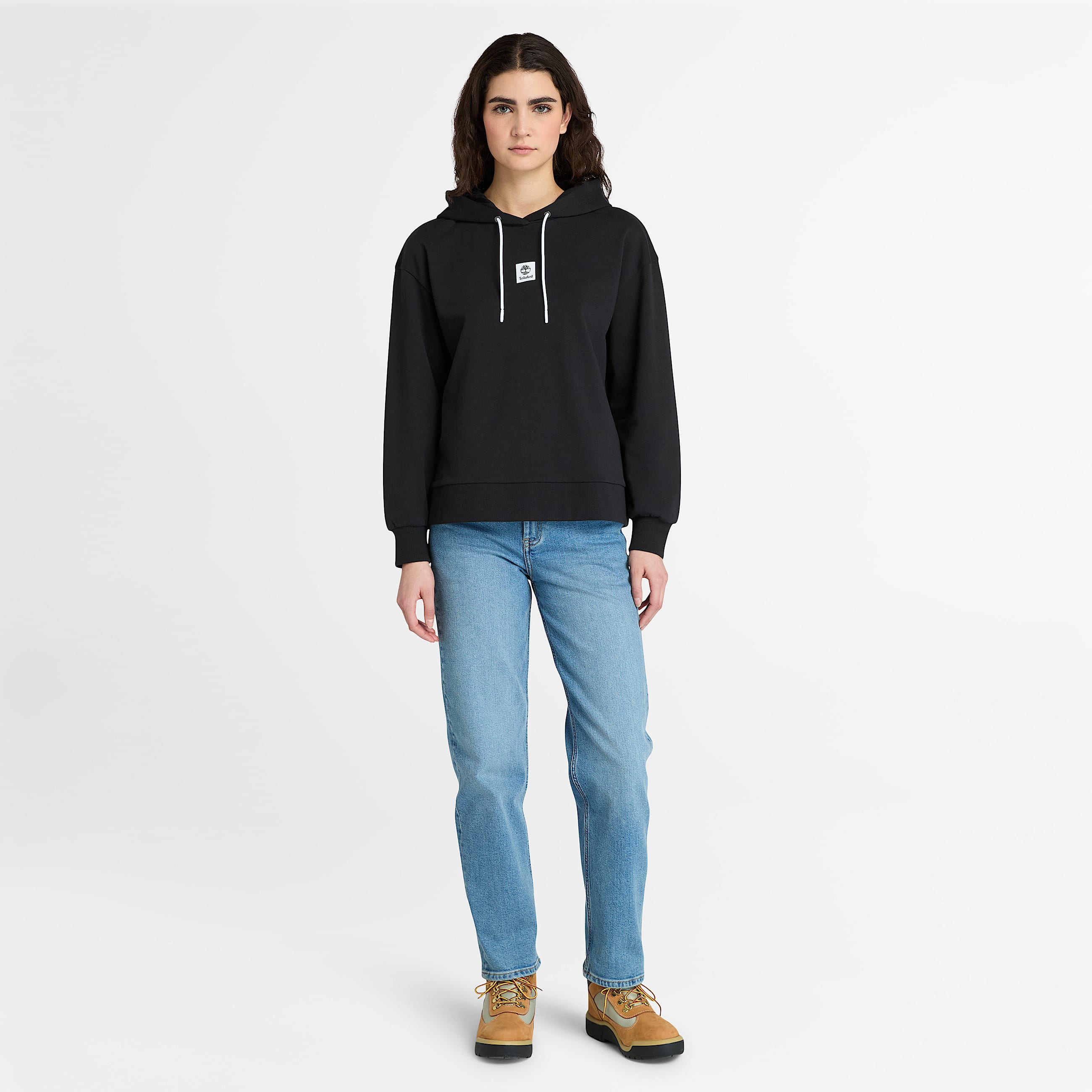 Sweat  capuche  envers boucl et logo Stack pour femme en noir TBL noir ALT1