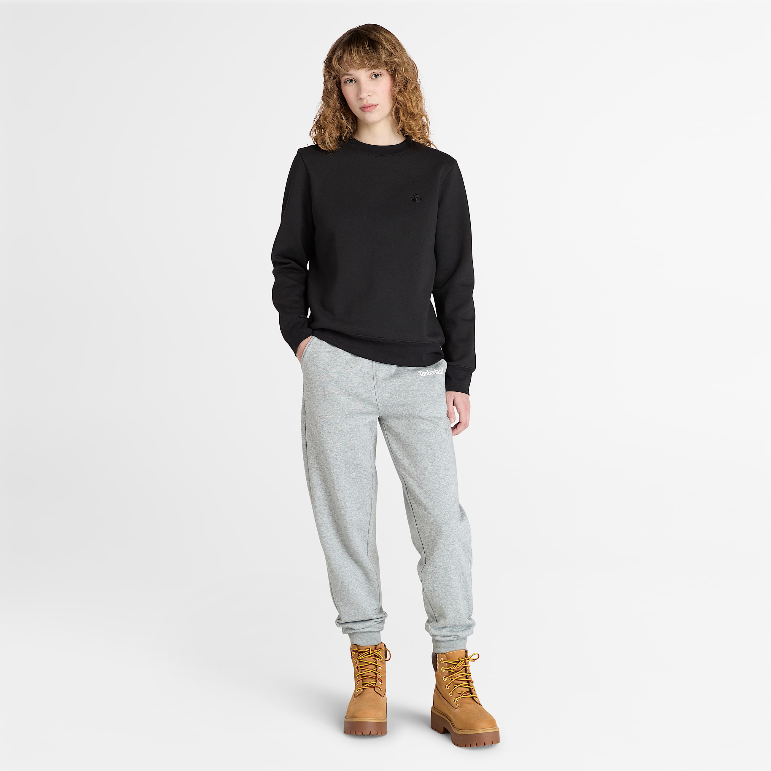 Sweat  col rond et envers bross Exeter River pour femme en noir TBL noir ALT1