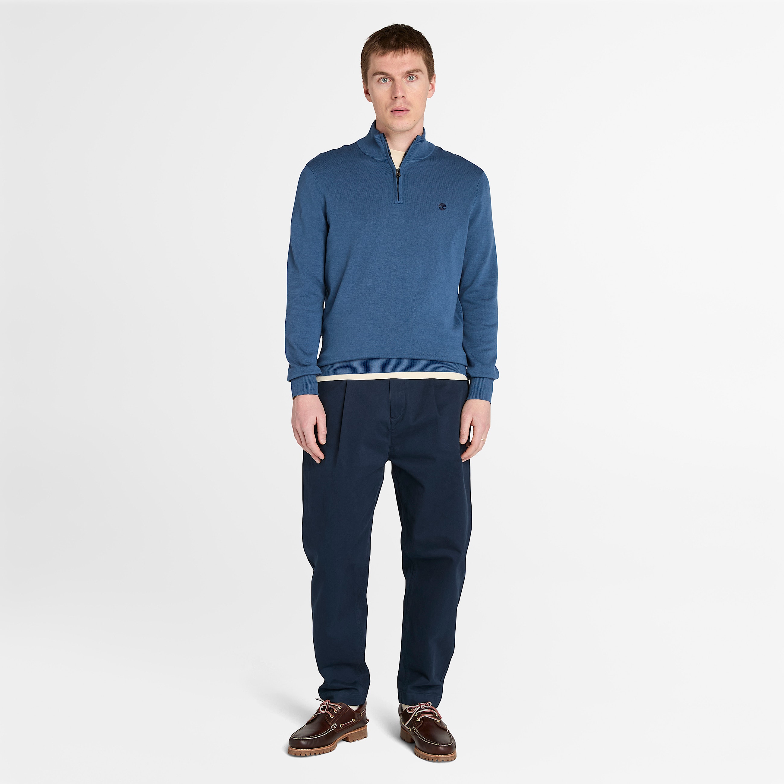 Pull  col zipp Williams River pour homme en bleu fonc TBL bleu ALT1