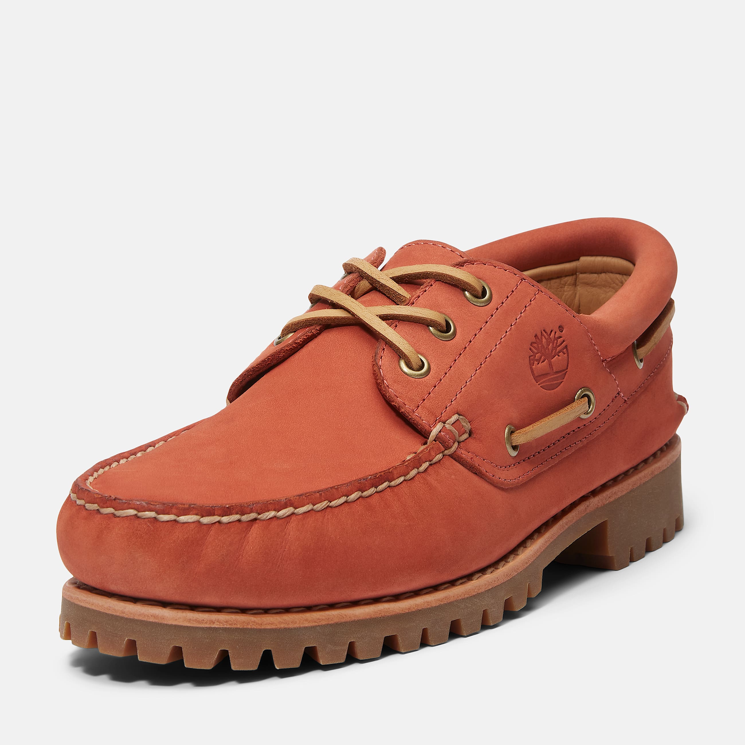 Timberland Authentic 3Eye Lug Handsewn Boat Shoe in Red TBL Red ALT9