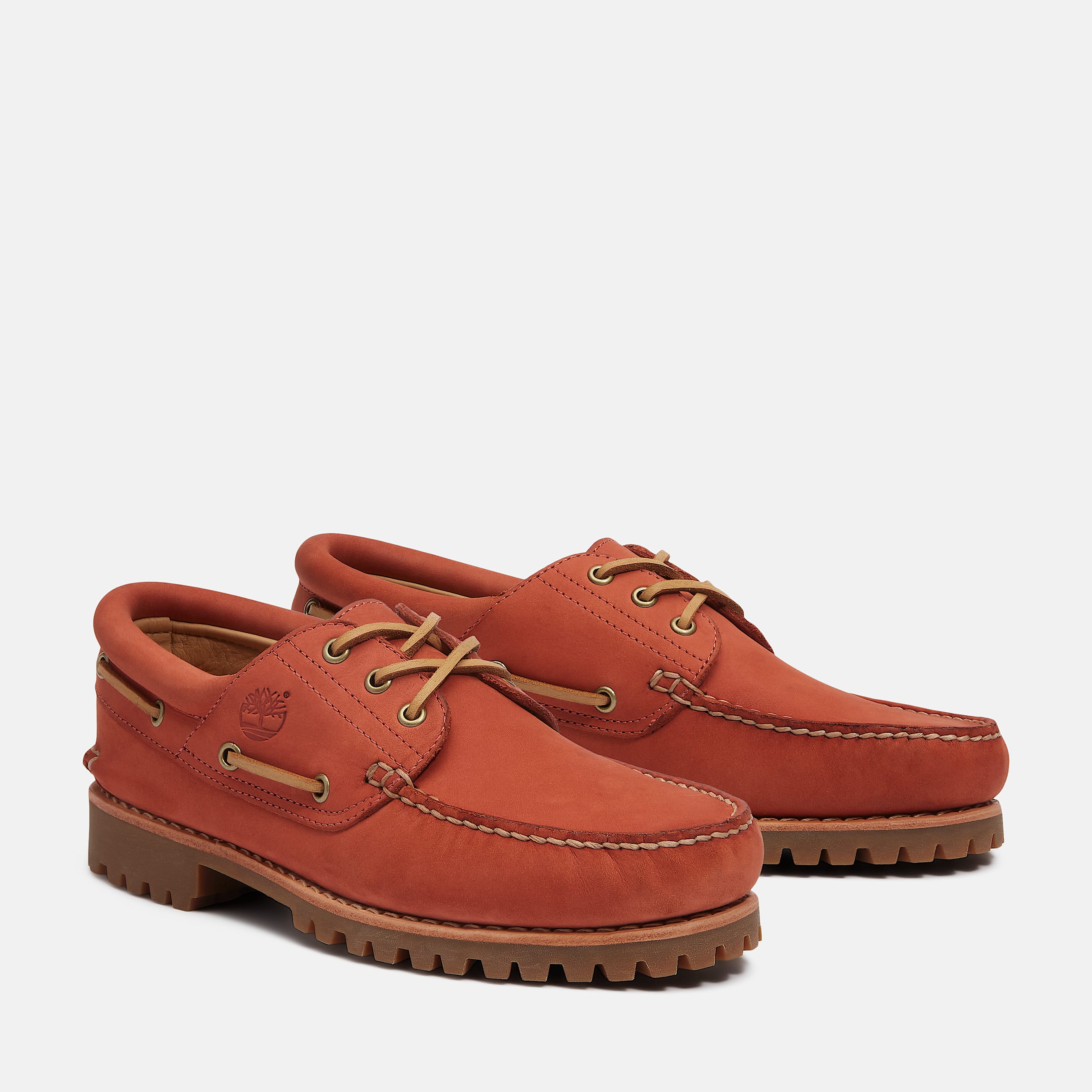 Chaussure bateau authentique cousue main  3 illets Timberland en Rouge TBL rouge ALT4