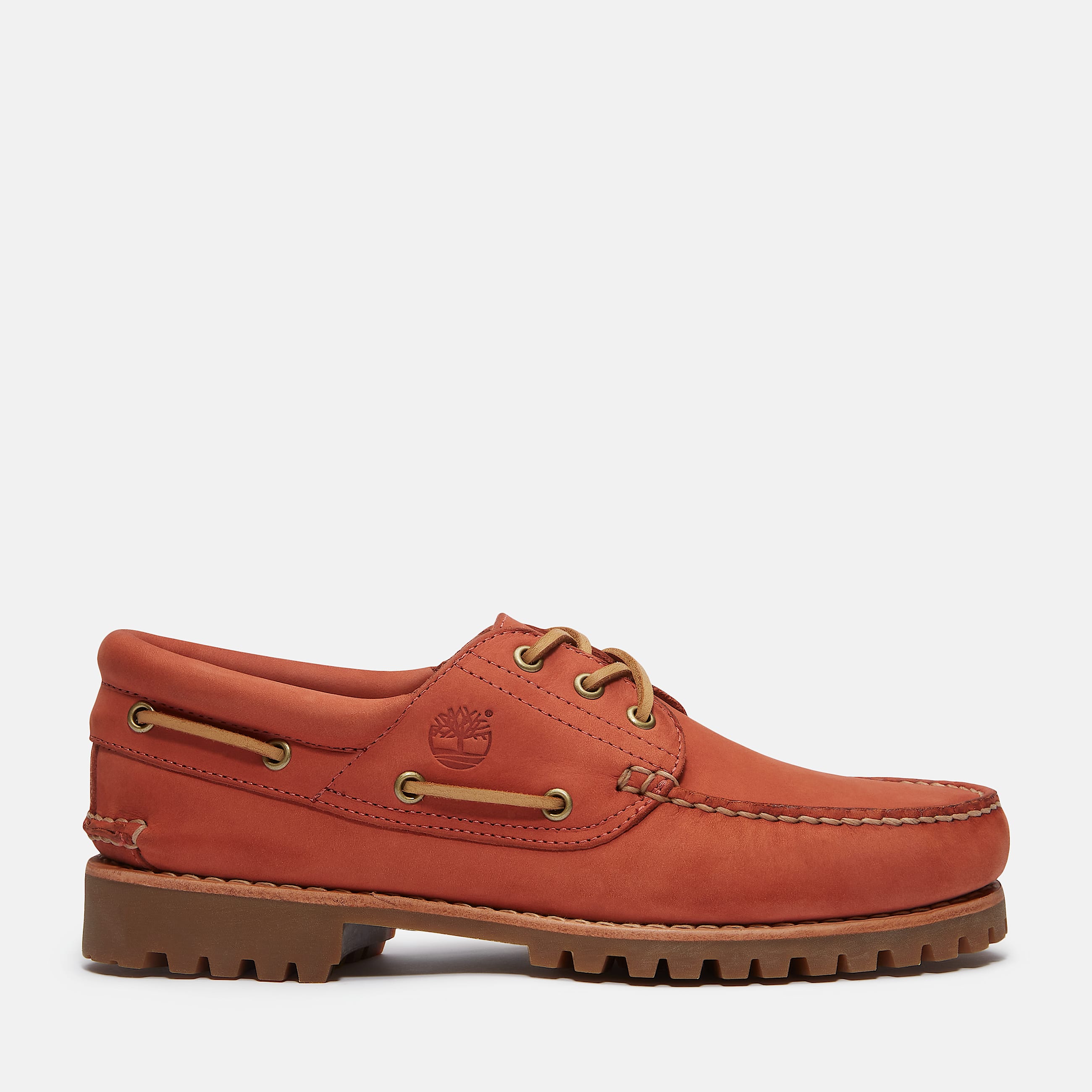 Timberland Authentic 3Eye Lug Handsewn Boat Shoe in Red TBL Red HERO