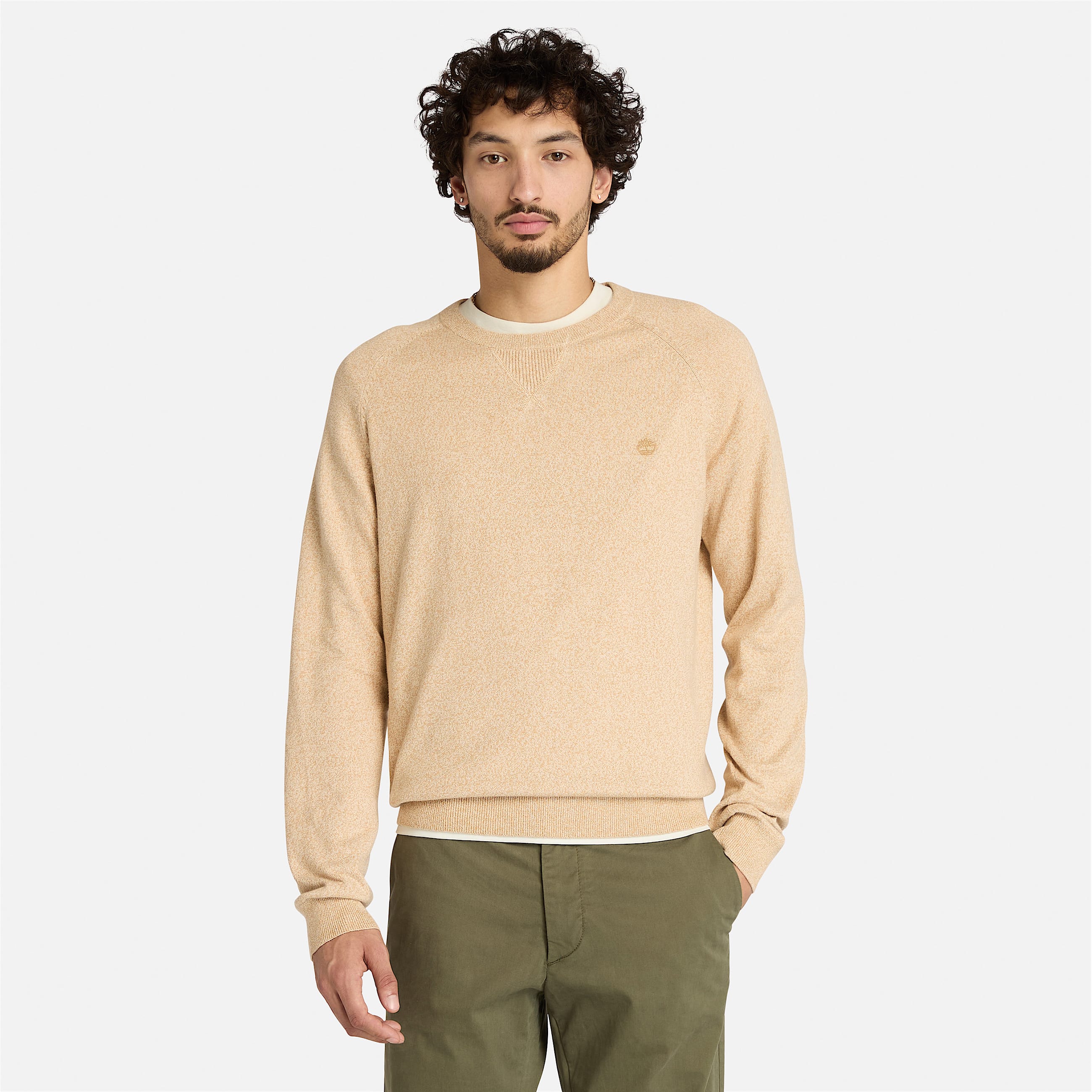 Williams River Cotton Raglan Sleeve Crewneck Jumper for Men in Beige TBL Beige HERO