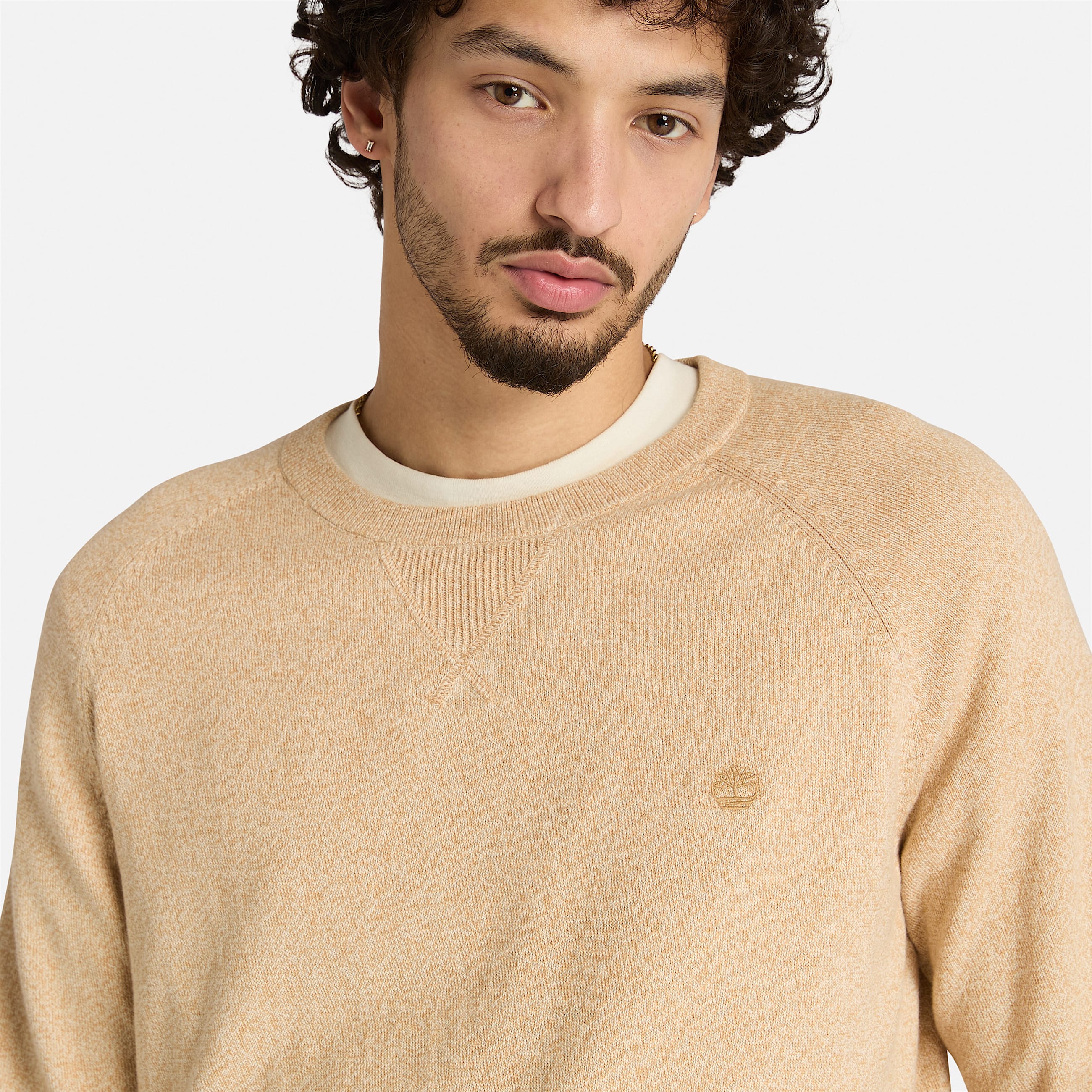 Williams River Cotton Raglan Sleeve Crewneck Jumper for Men in Beige TBL Beige ALT2