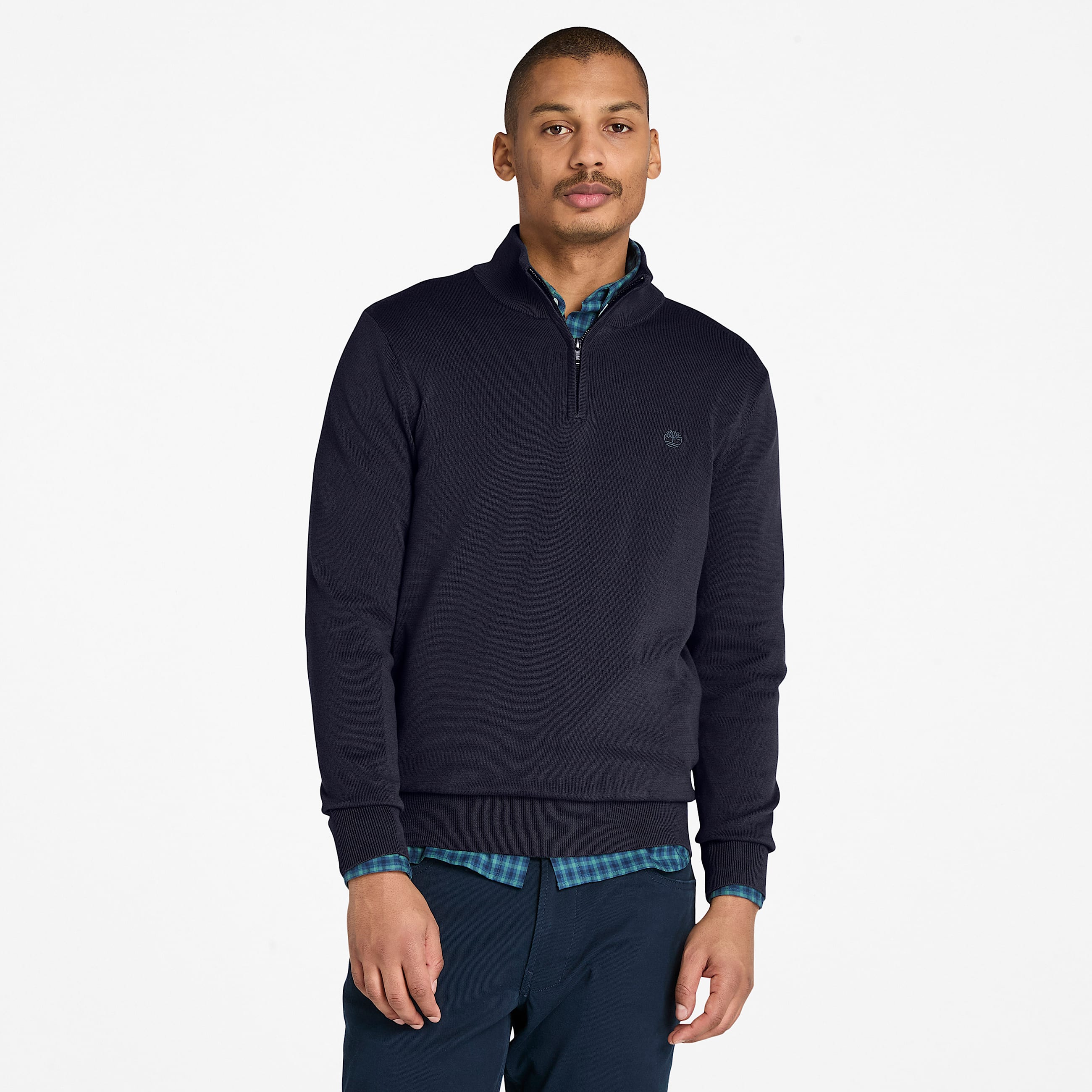 Pull  col zipp Williams River pour homme en Bleu Fonc TBL bleu HERO