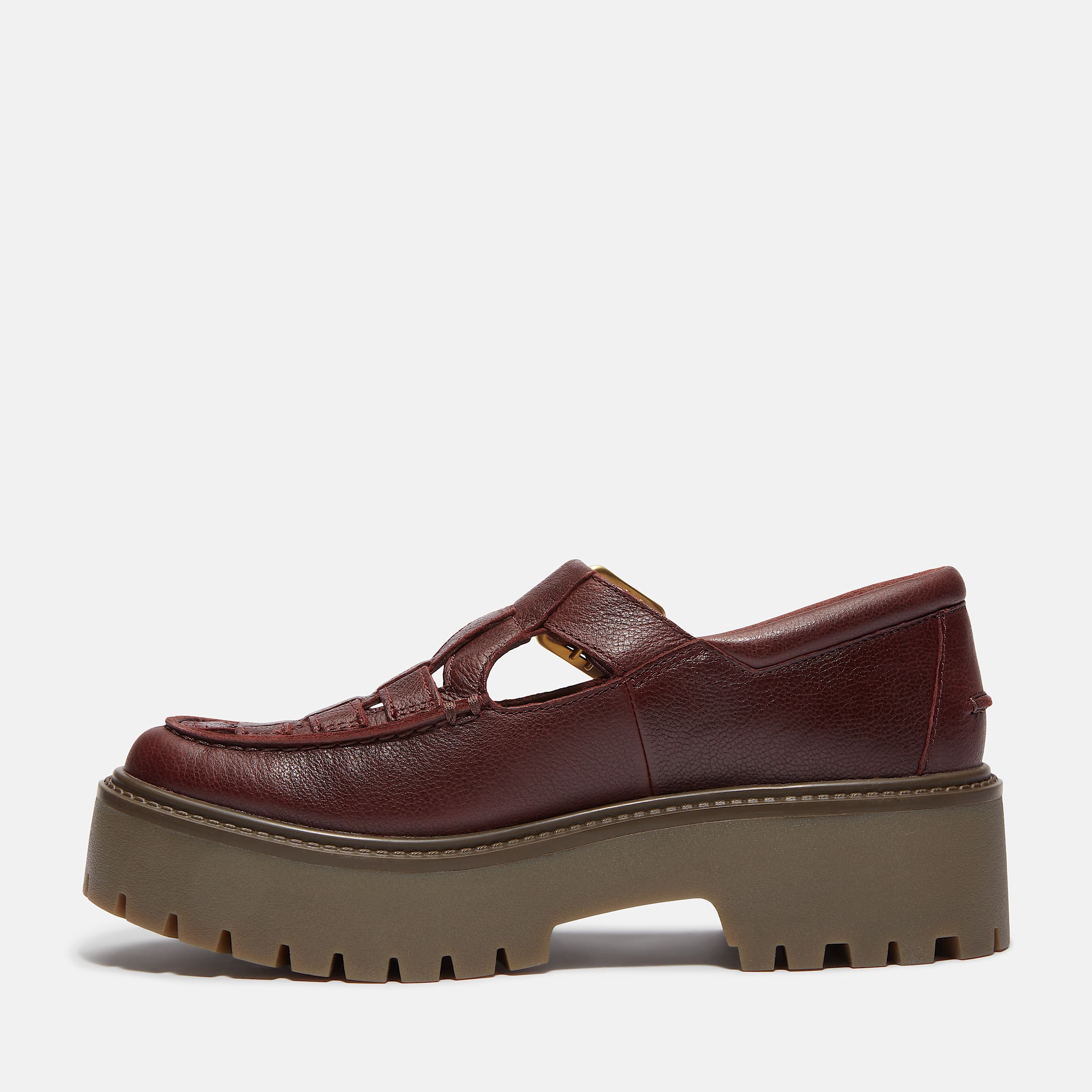 Stone Street Platform Buckle Shoe for Women in Dark Red TBL Red ALT6