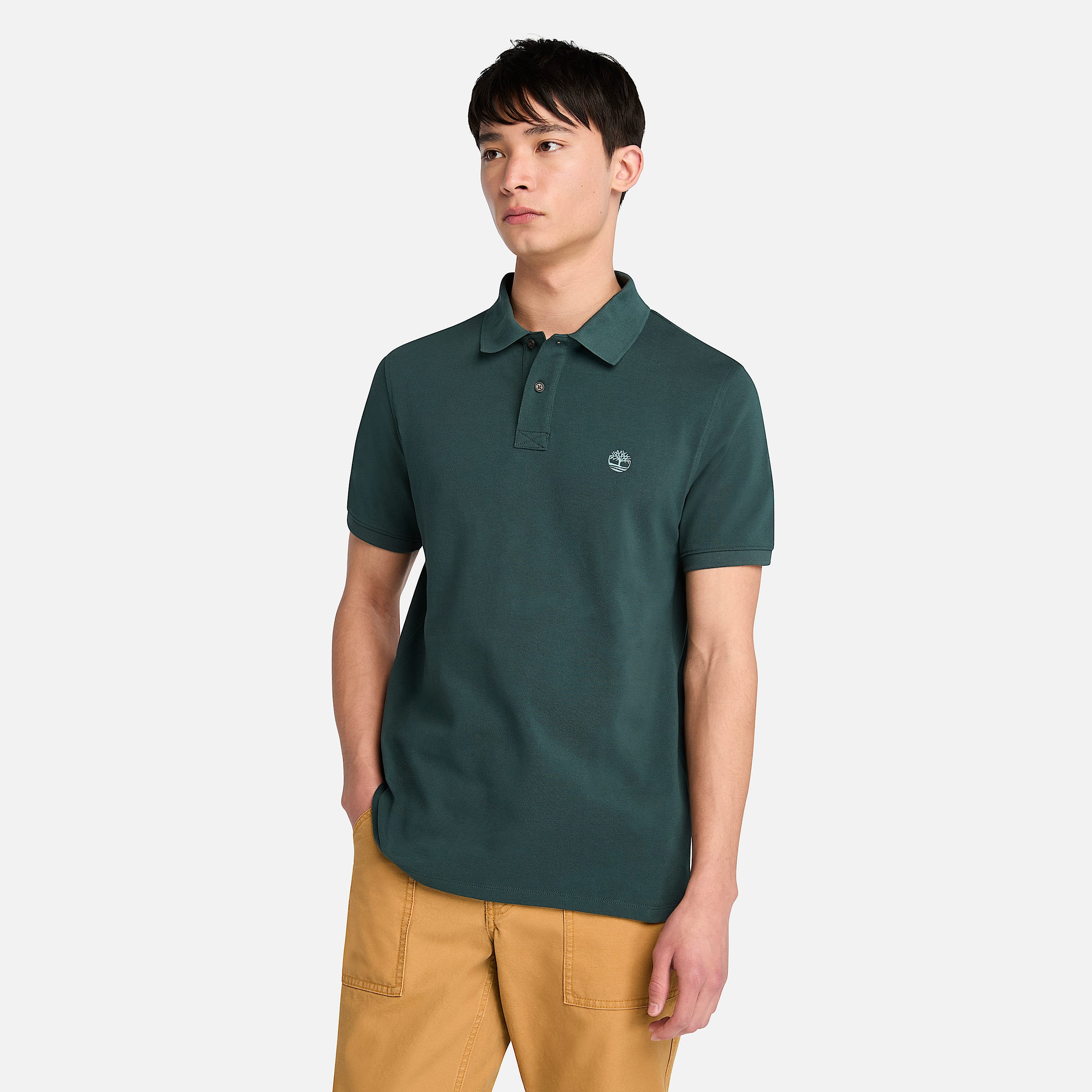 Polo en piqu  manches courtes Millers River pour homme en vert fonc TBL Verte ALT10