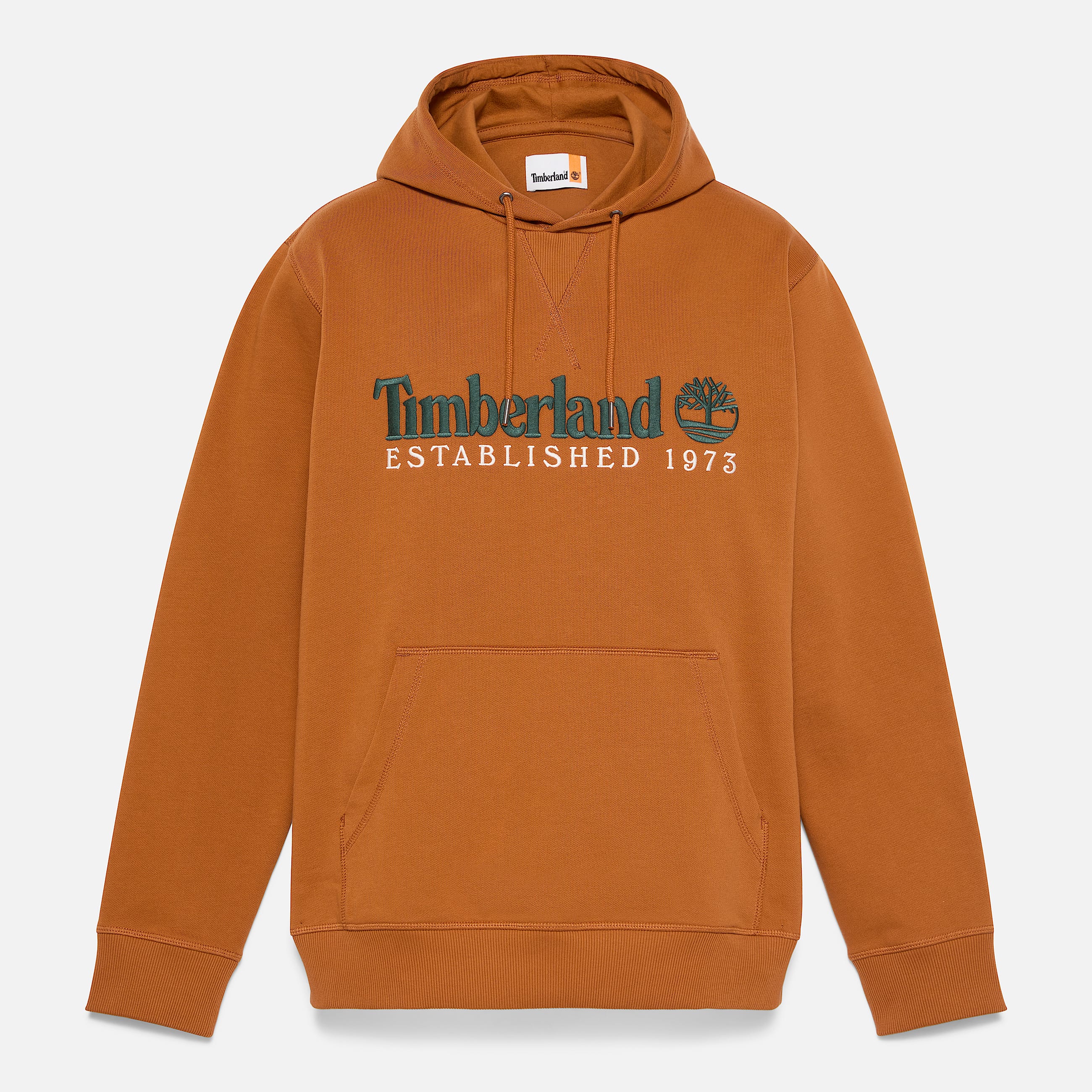 Established 1973 Embroidered Logo Loopback Hoodie for Men in Brown TBL Brown HERO