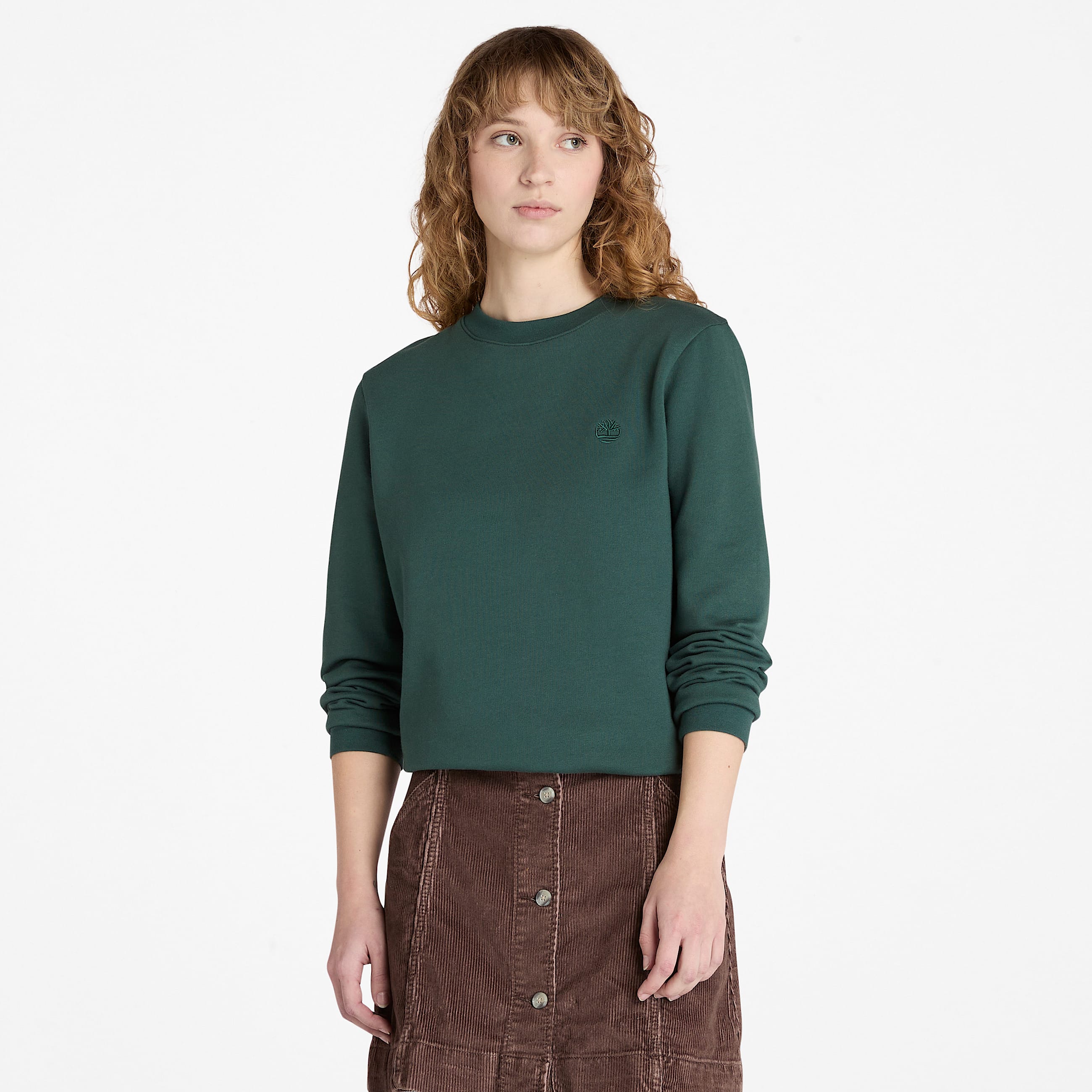 Sweat  col rond et envers bross Exeter River pour femme en vert fonc TBL Verte ALT10