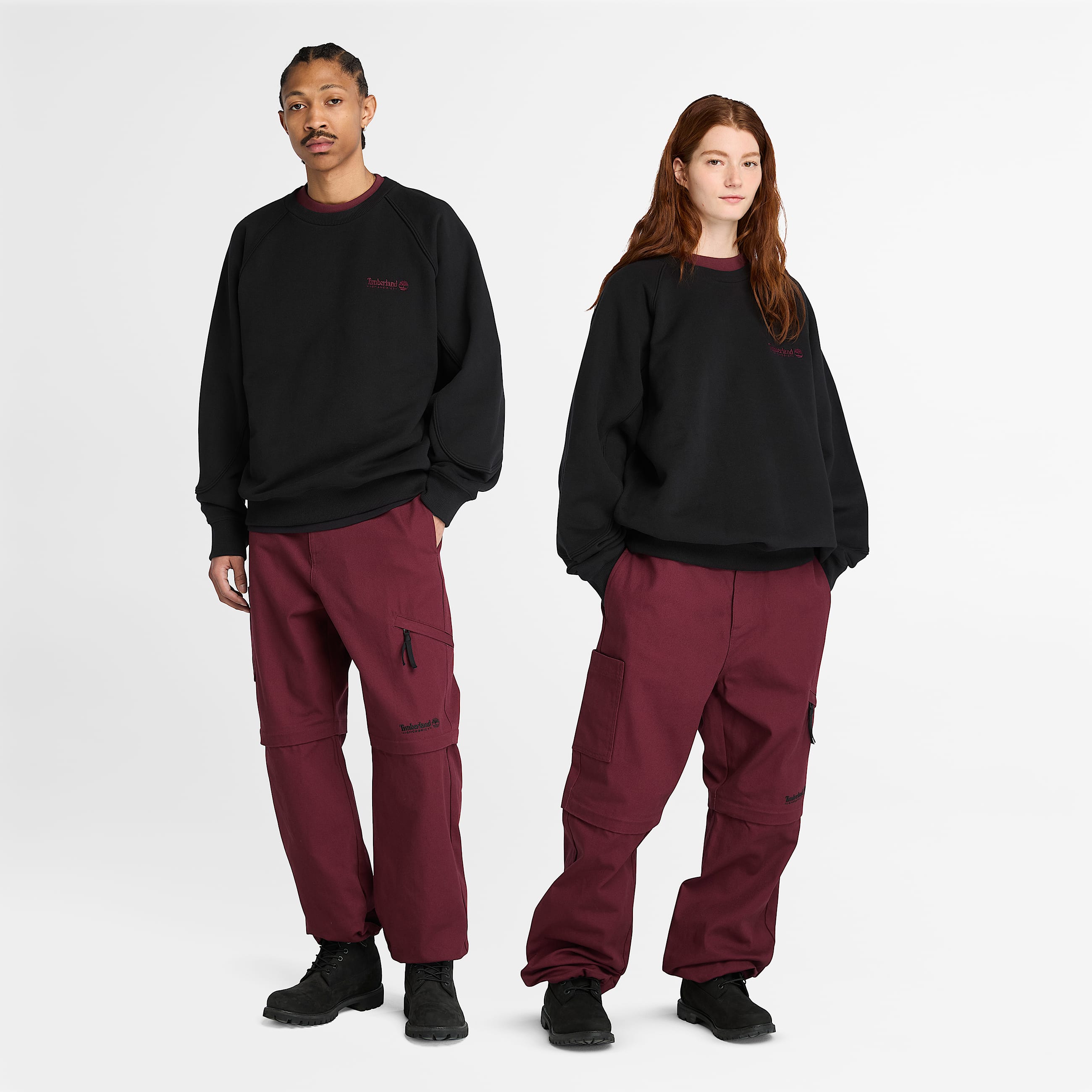 Timberland und HIGHSNOBIETY RaglanSweatshirt mit Rundhalsausschnitt in Schwarz TBL Schwarz ALT10