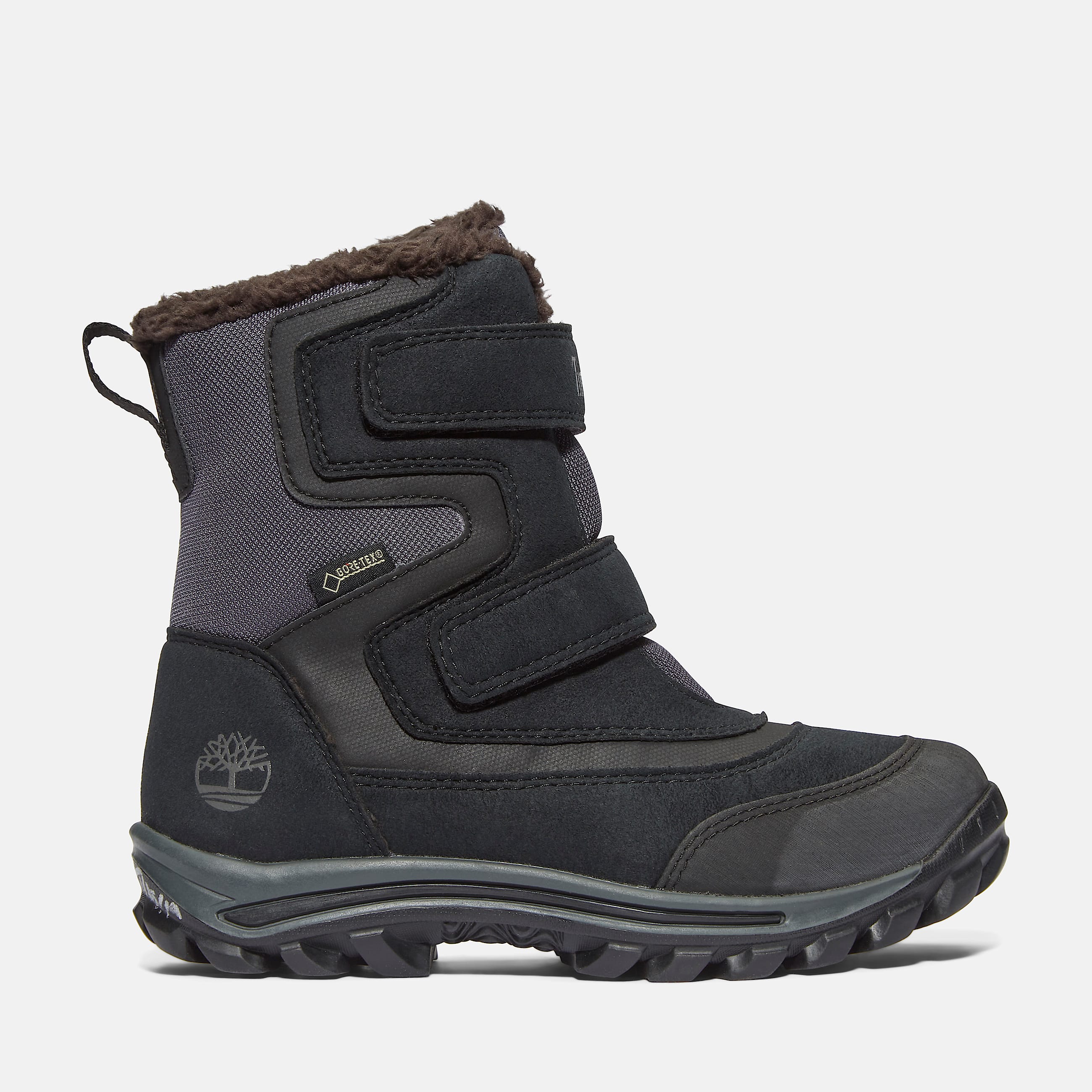 Chillberg Mid HookandLoop GORETEX Snow Boot for Youth in Black TBL Black HERO