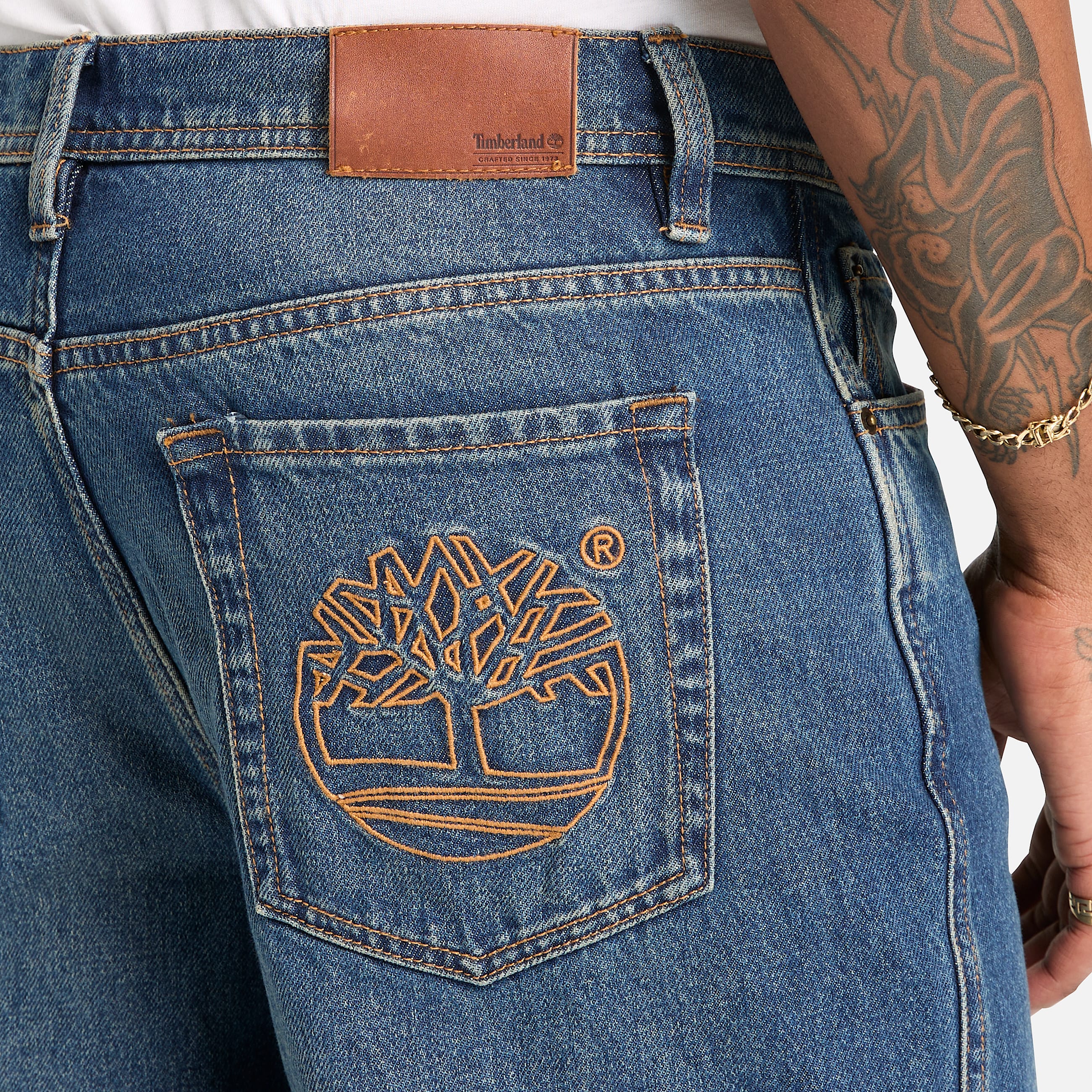 Sandown Embroidered Denim Trouser for Men in Blue TBL Blue ALT3