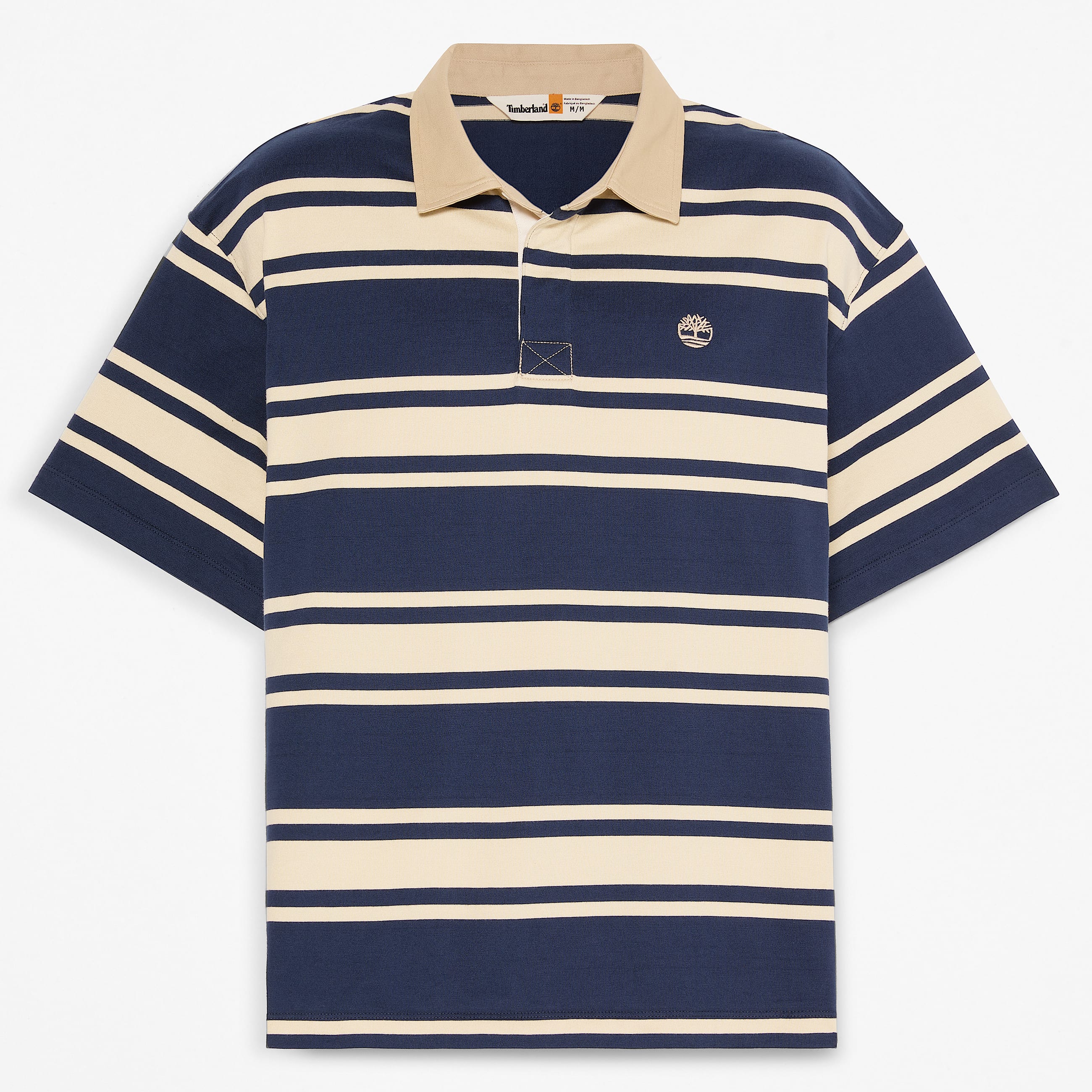 All Gender Kurzrmeliges RugbyPolohemd mit Streifen in DunkelblauBeige TBL Blau HERO