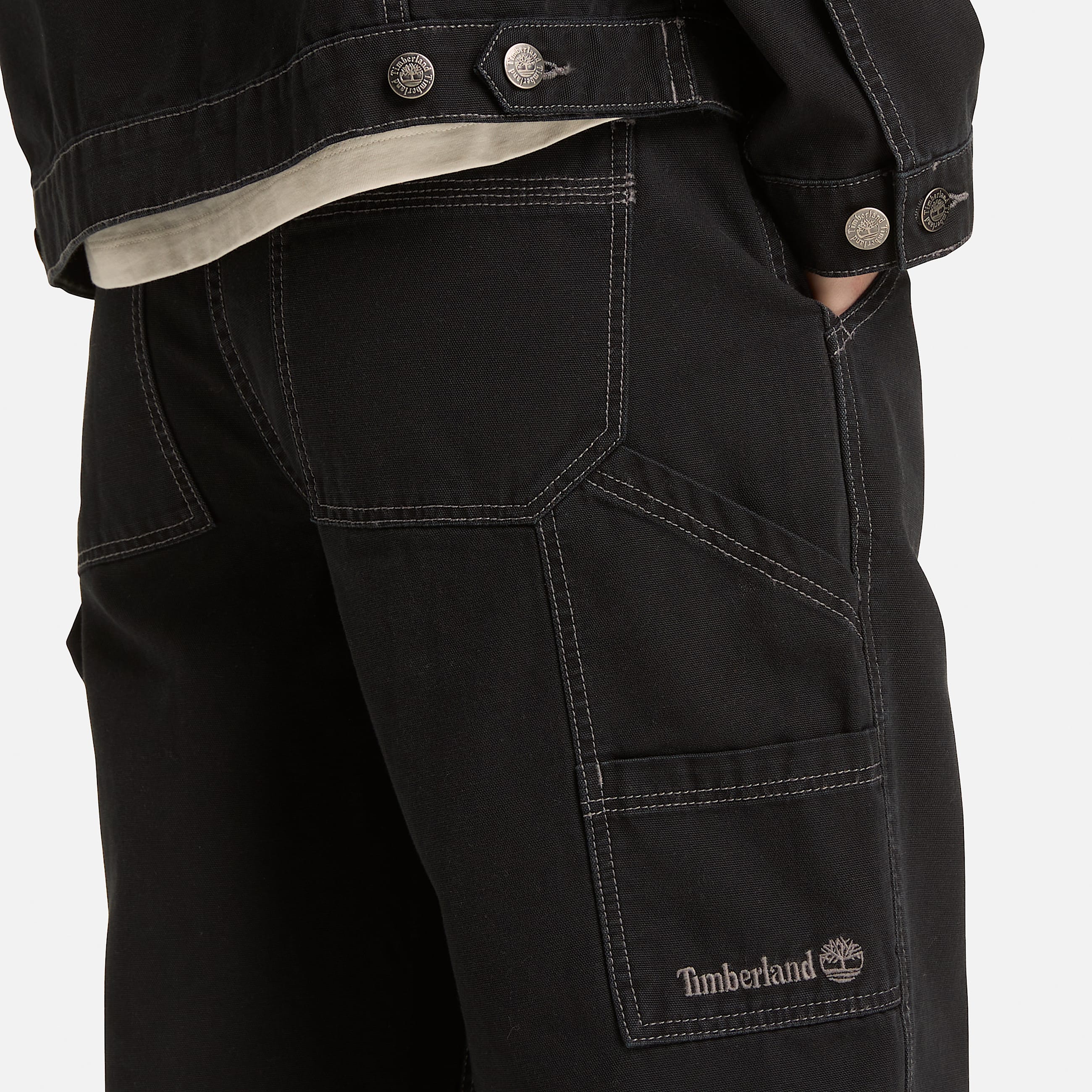 Gerade Hose aus Canvas fr Damen in Schwarz TBL Schwarz ALT3