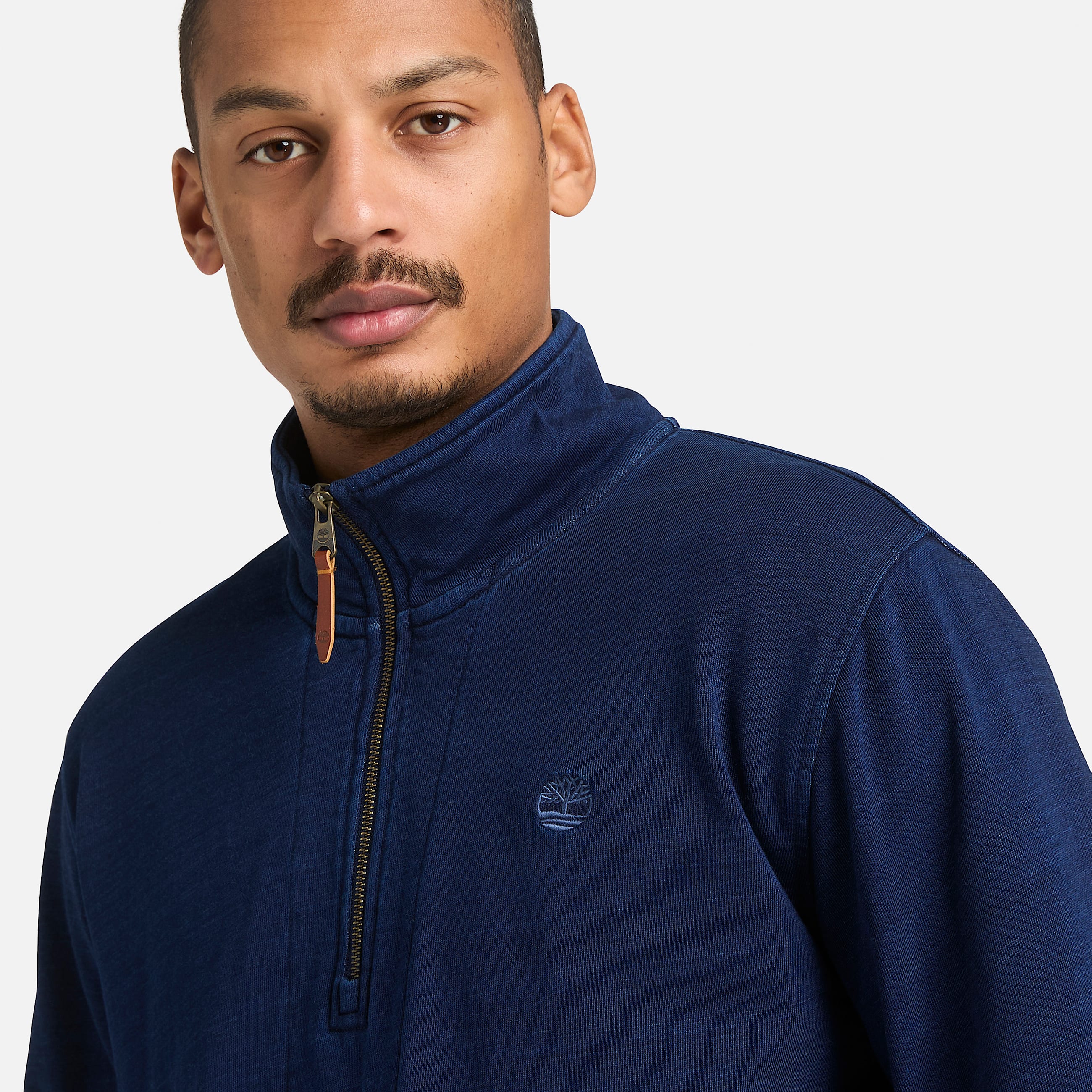 Indigoblaues Sweatshirt mit Viertelreiverschluss fr Herren in Dunkelblau TBL Blau ALT3