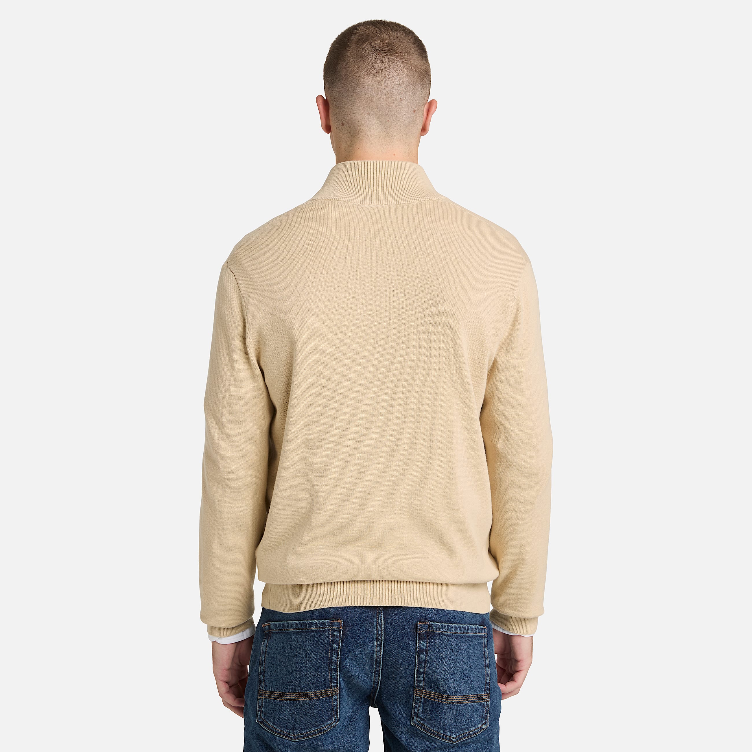 Johns River Baumwollpullover mit durchgehendem Reiverschluss fr Herren in Beige TBL Beige ALT8