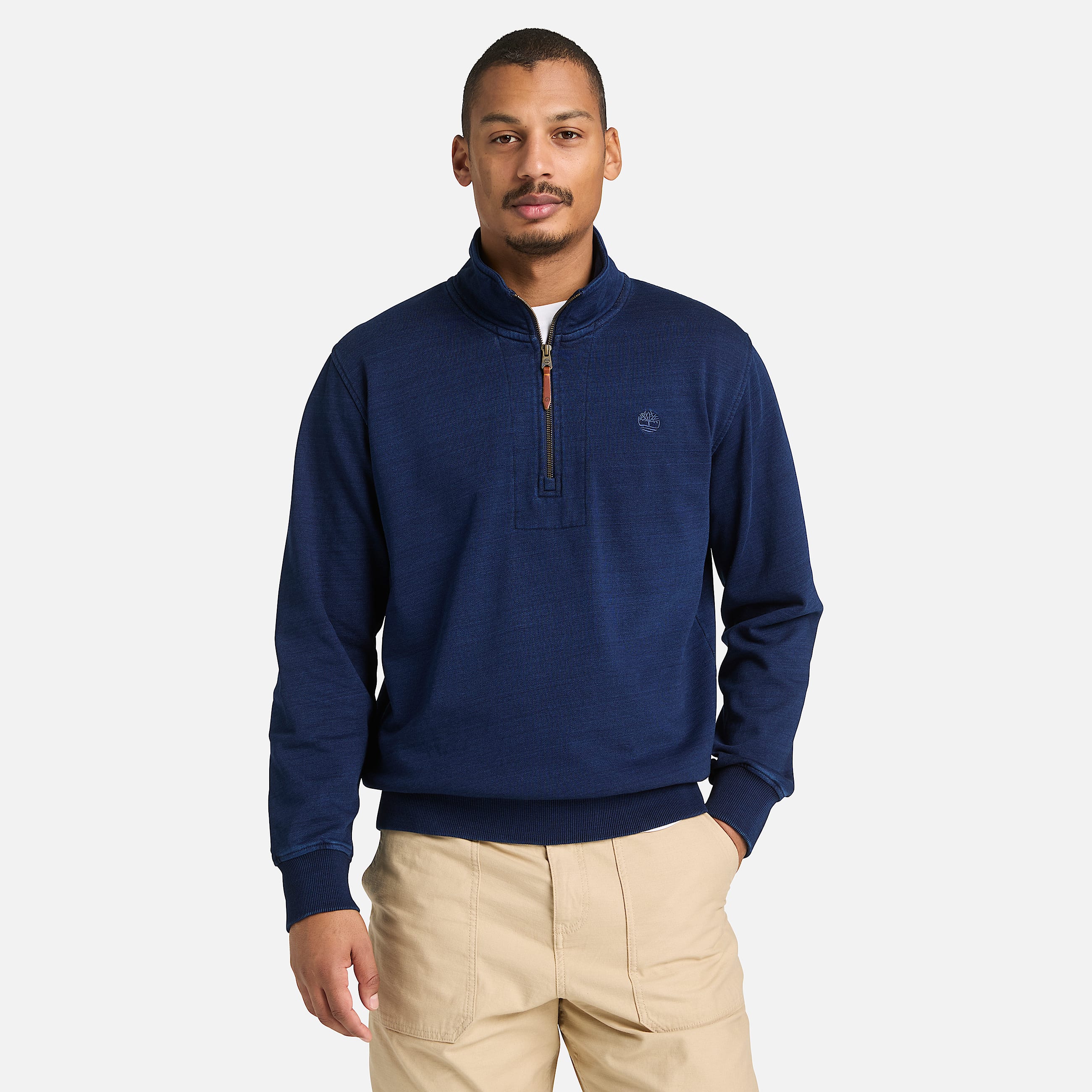 Indigoblaues Sweatshirt mit Viertelreiverschluss fr Herren in Dunkelblau TBL Blau ALT1