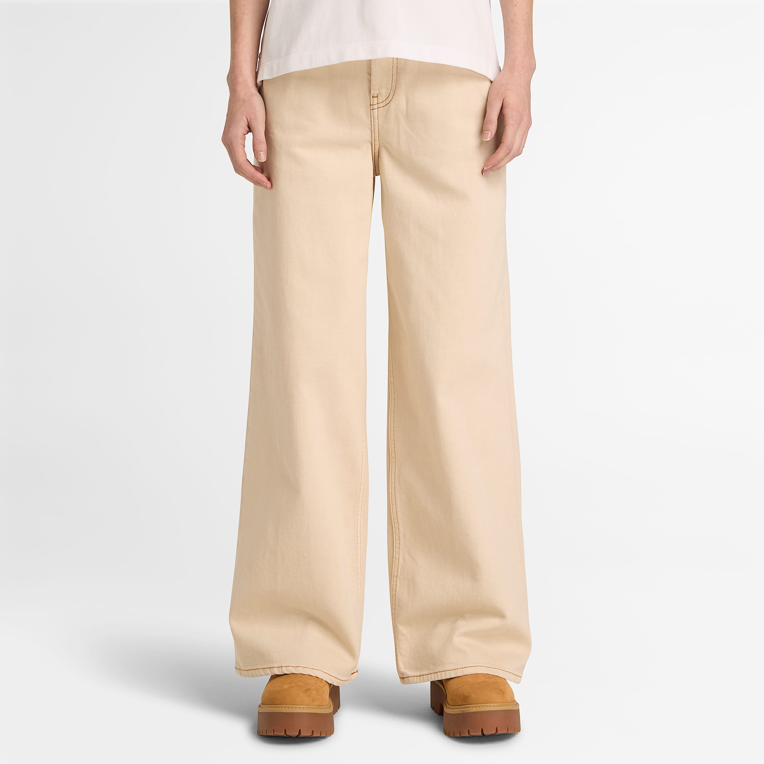 Vaquero de pernera ancha para mujer en beis TBL beis ALT1
