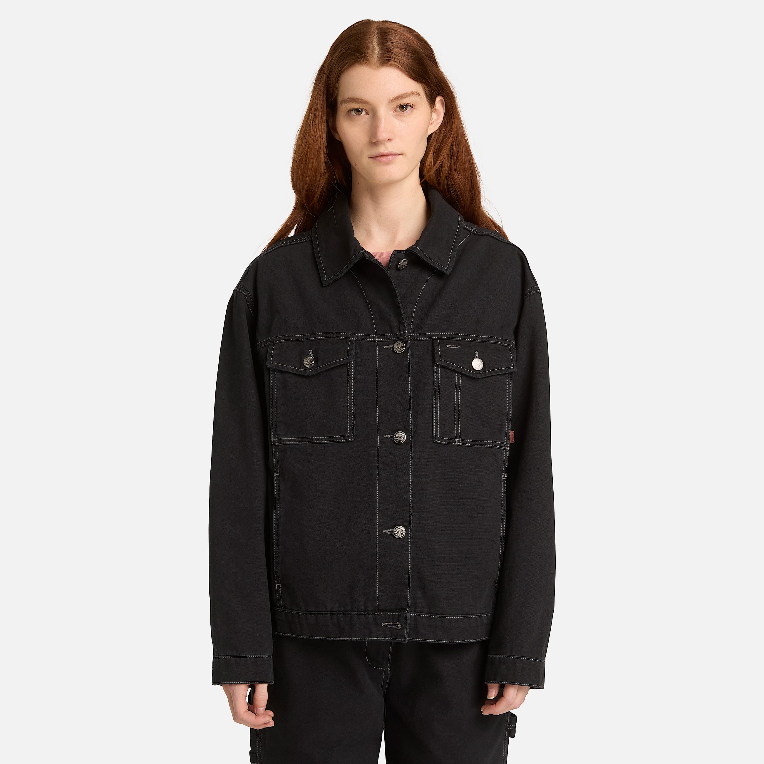 TruckerJacke aus Canvas fr Damen in Schwarz TBL Schwarz ALT1