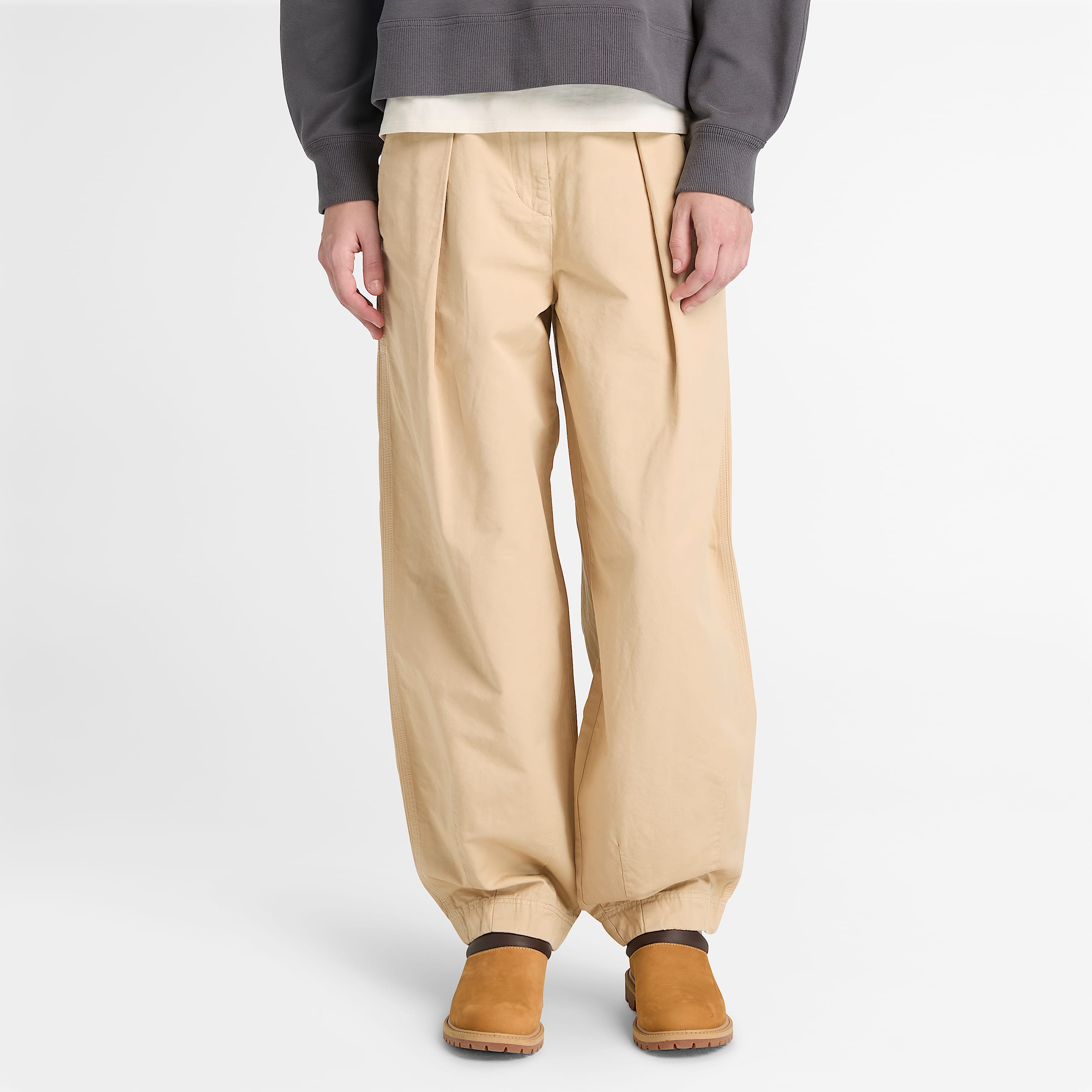 Utility Cotton Linen Trouser for Women in Beige TBL Beige ALT1