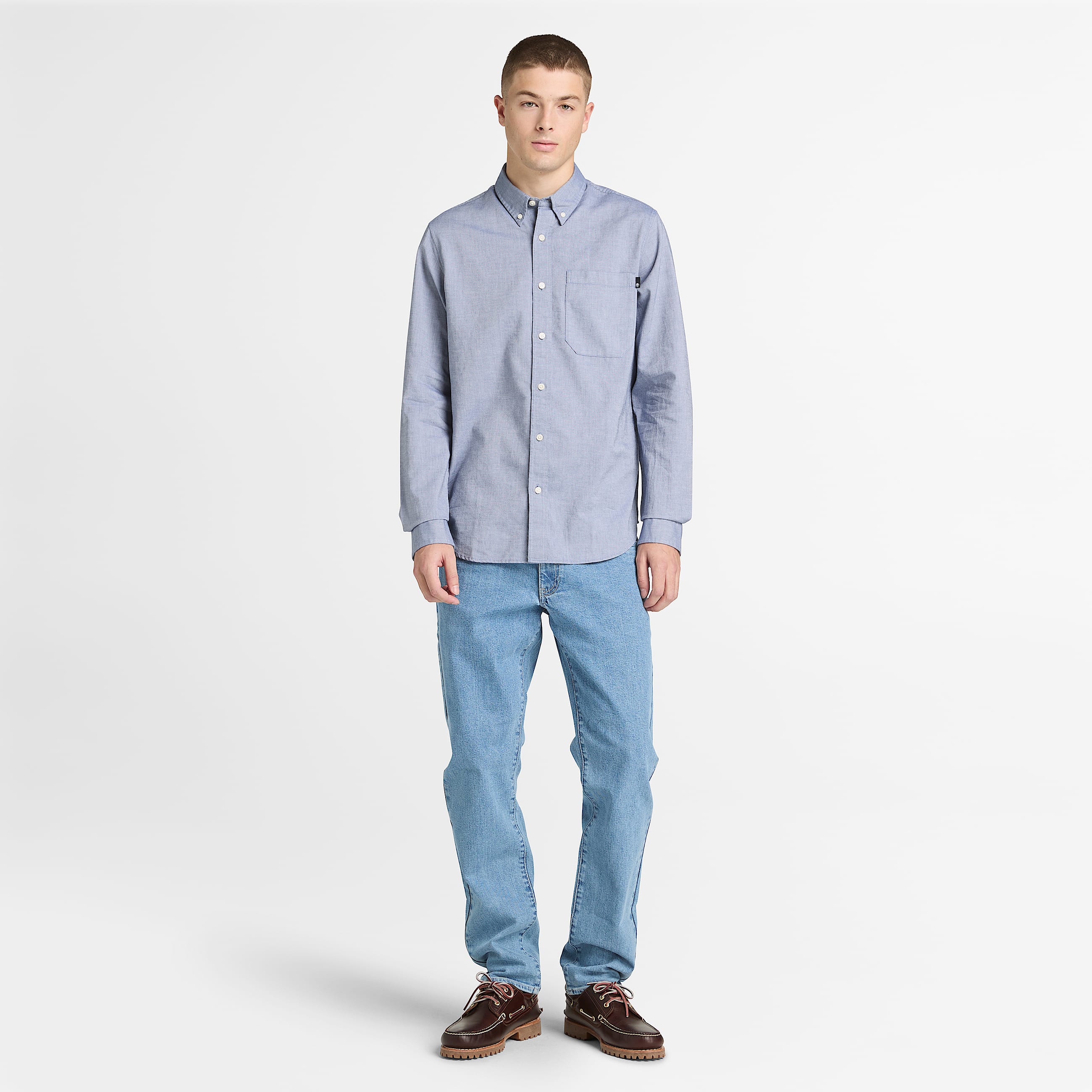 Gale River Oxford Langarmshirt fr Herren in Blau TBL Blau ALT2