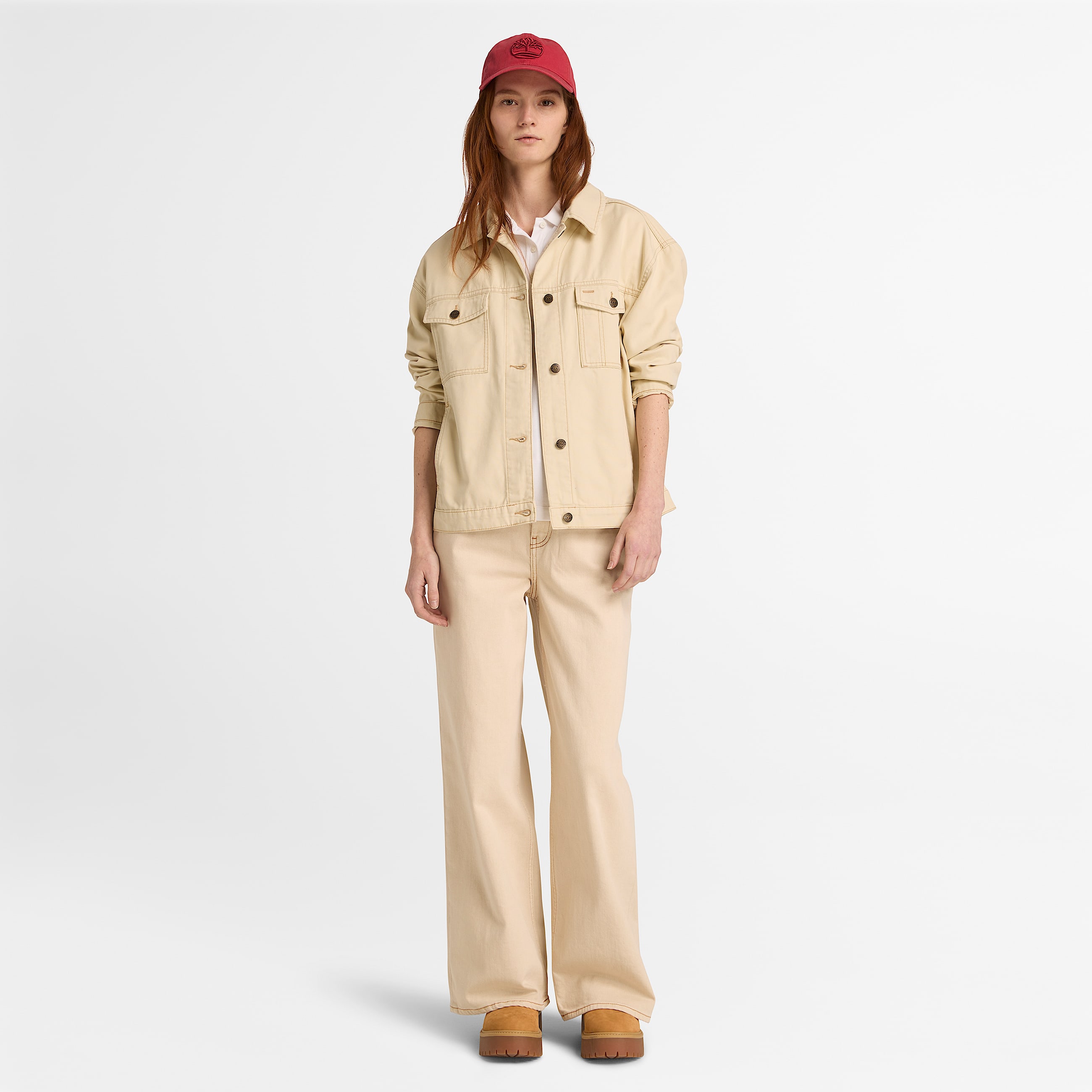 Vaquero de pernera ancha para mujer en beis TBL beis ALT2