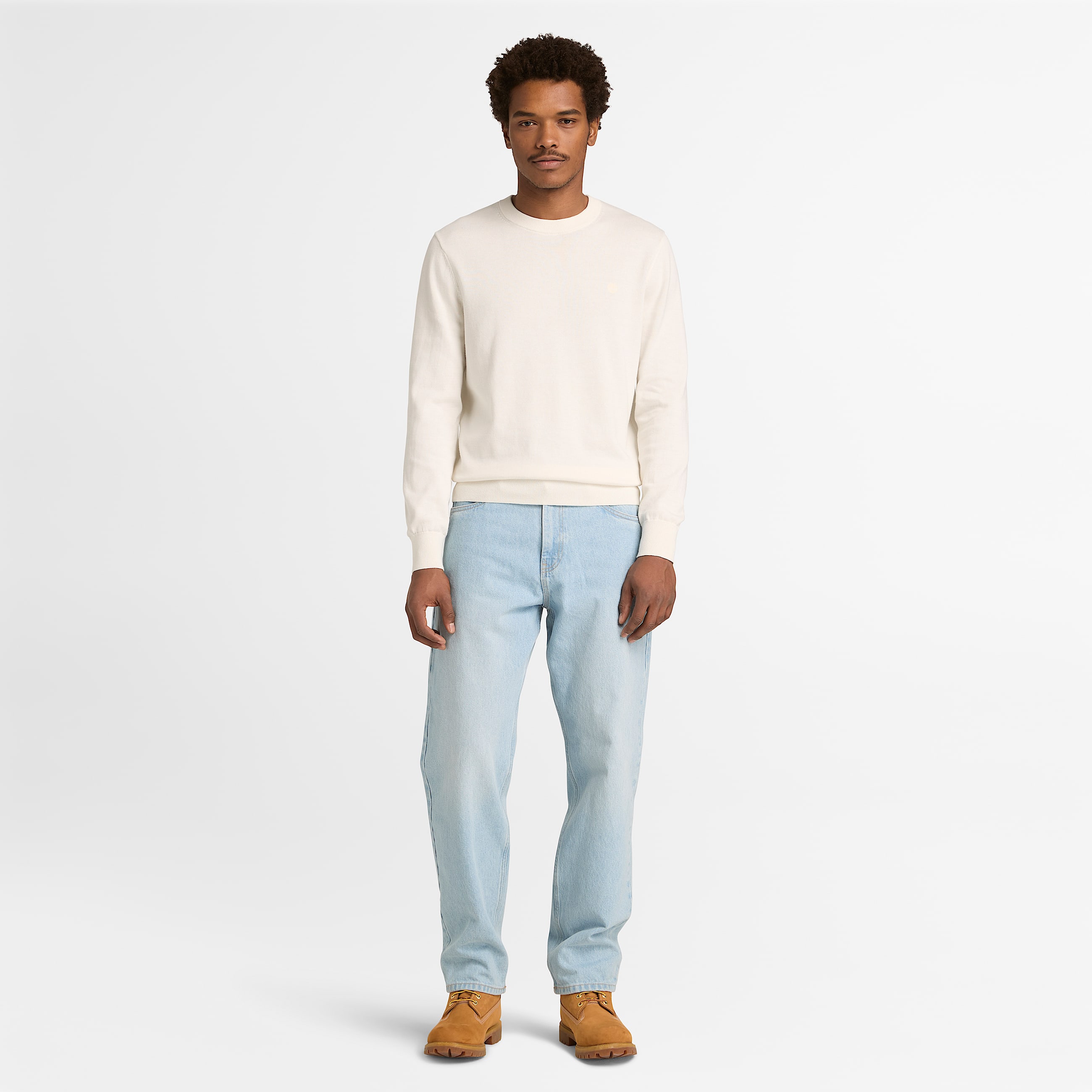 Johns River Cotton Crewneck Jumper for Men in White TBL White ALT2