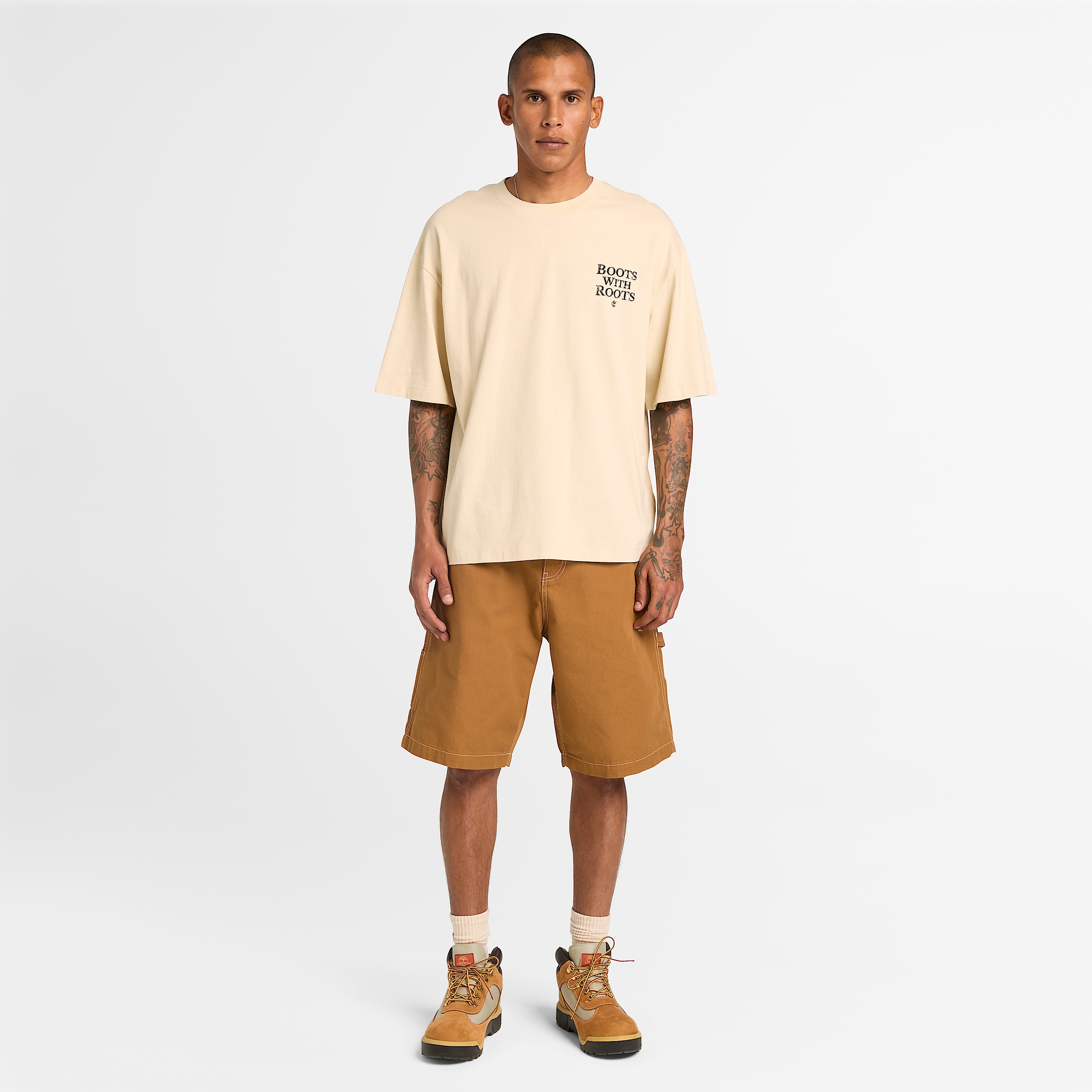 All Gender Timbs On My Feet TShirt in Beige TBL Beige ALT1