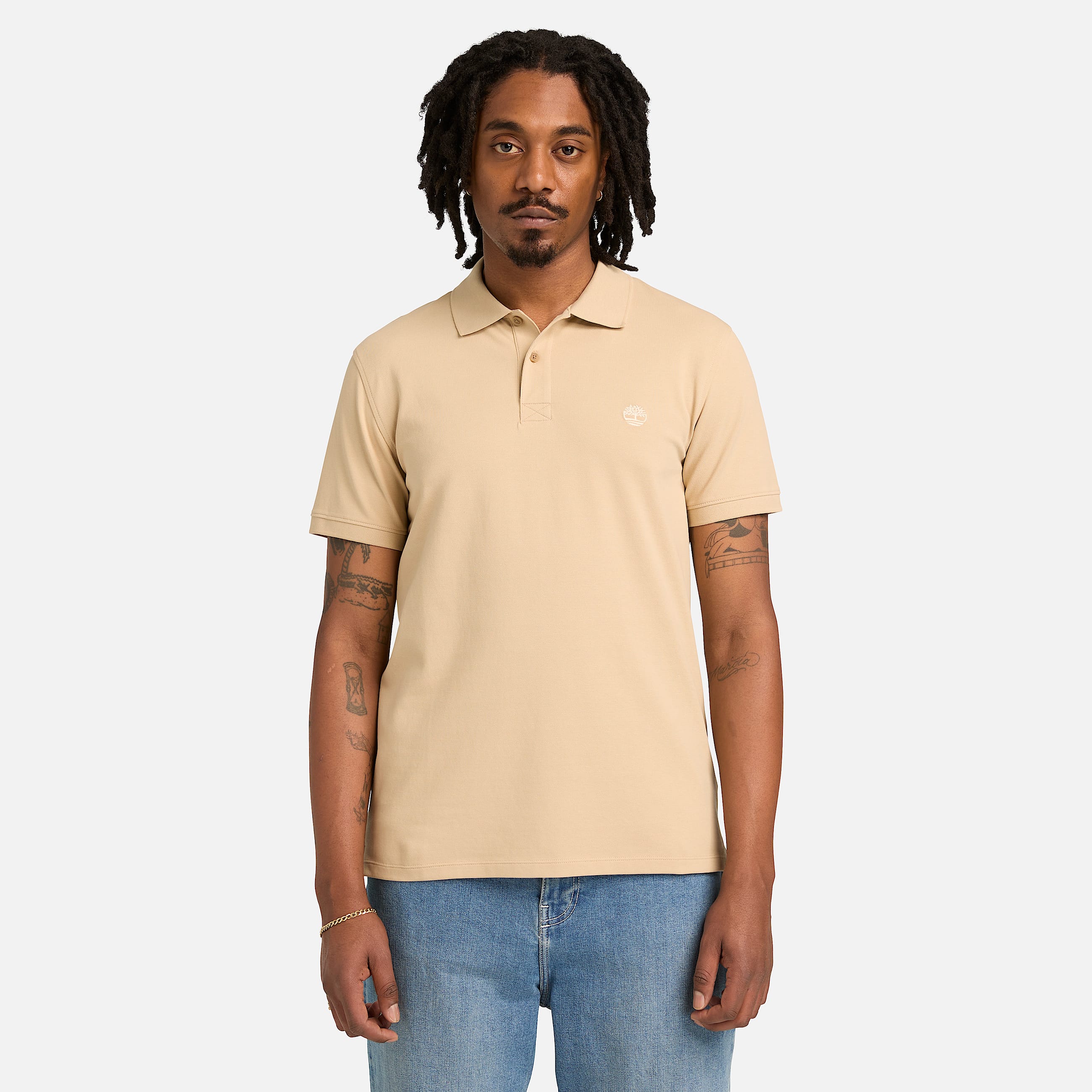 Polo de Manga Curta com Elasticidade Millers River para Homem em bege TBL bege ALT1