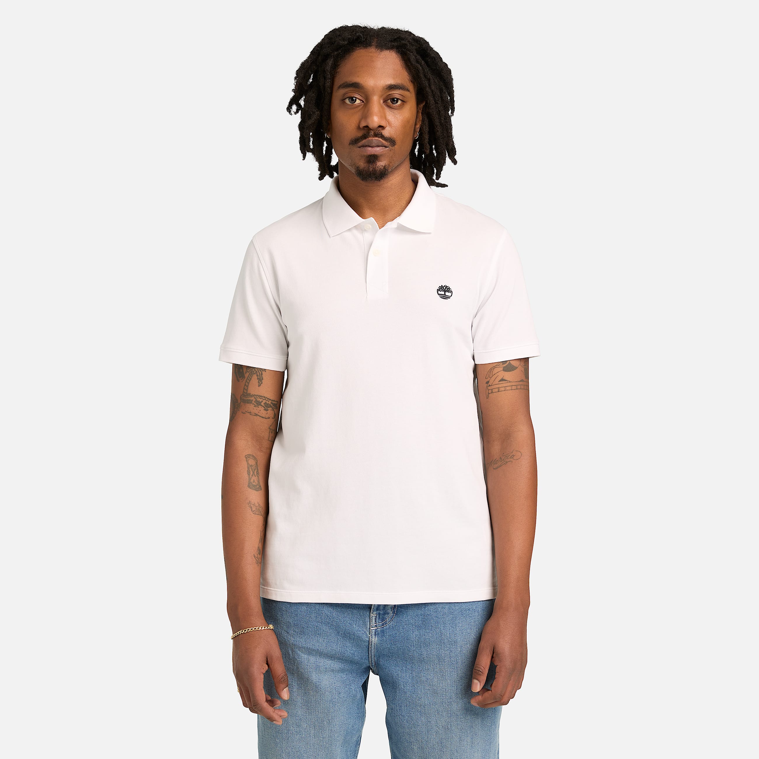 Polo de Manga Curta com Elasticidade Millers River para Homem em branco TBL branco ALT1