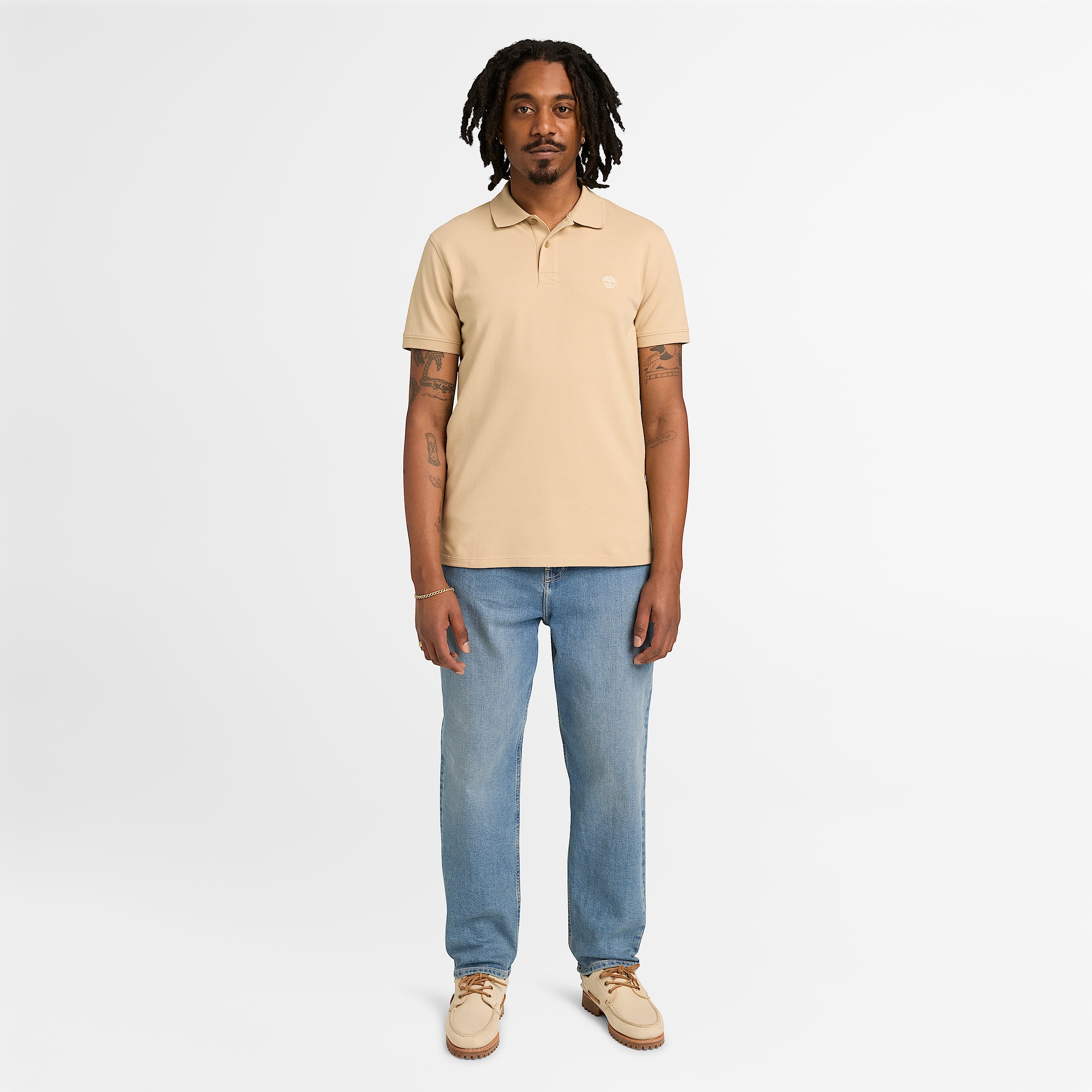 Polo de Manga Curta com Elasticidade Millers River para Homem em bege TBL bege ALT2