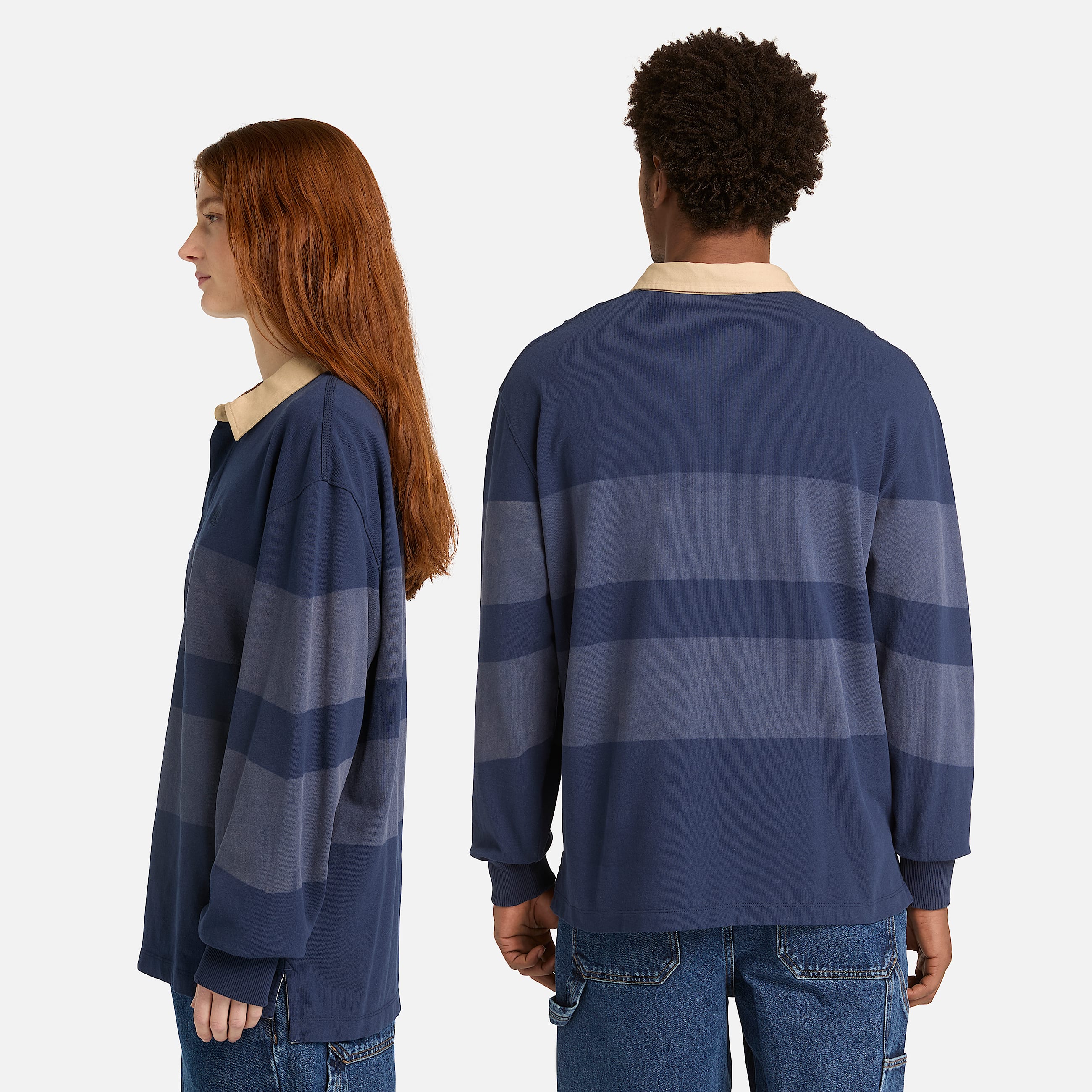 Polo de Rguebi de Manga Comprida s Riscas Sem Gnero em azulescuro TBL azul ALT2