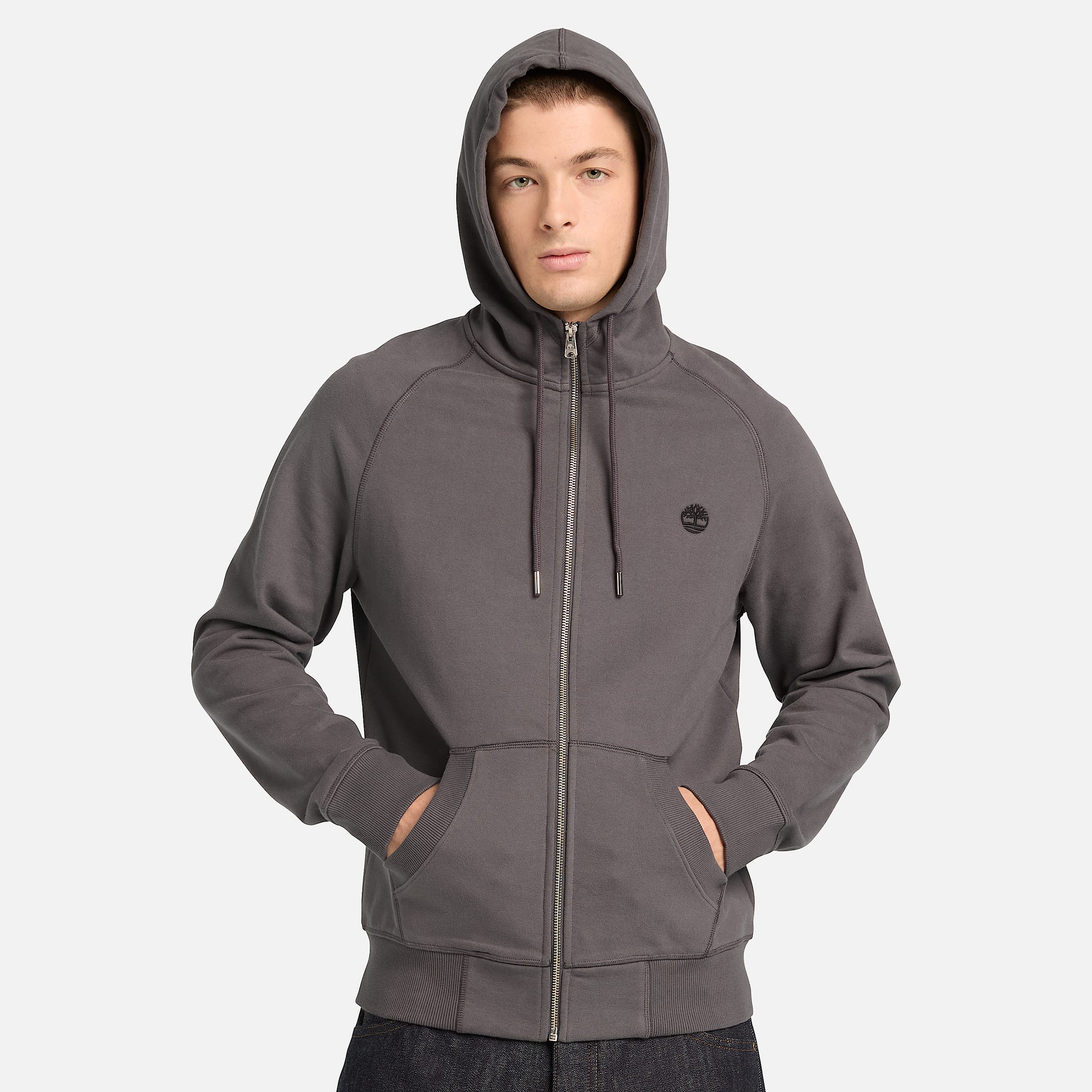 Sudadera con capucha y cremallera integral Exeter River para hombre en gris oscuro TBL gris ALT1