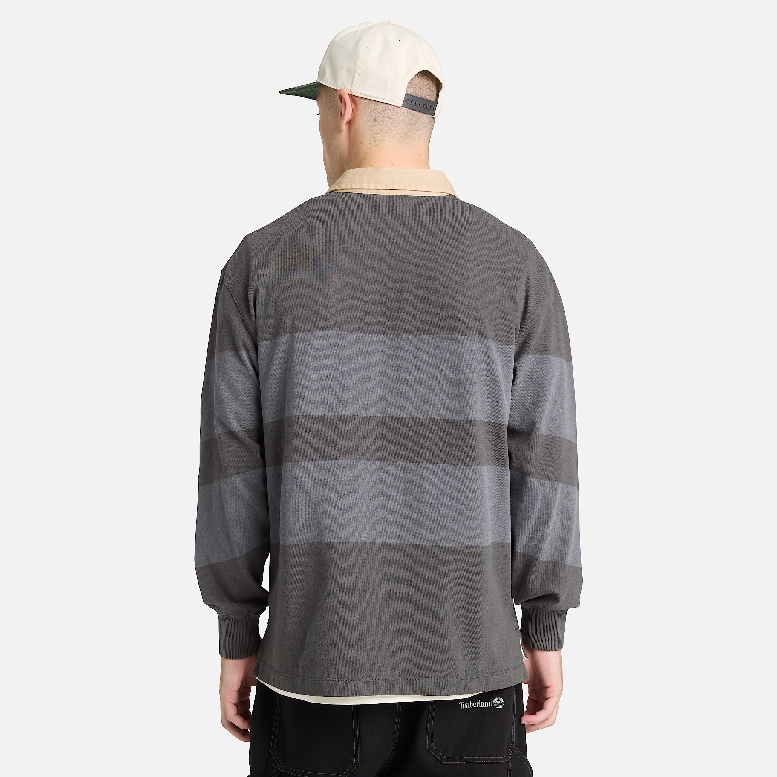 Polo de rugby a rayas de manga larga unisex en gris oscuro TBL gris ALT3