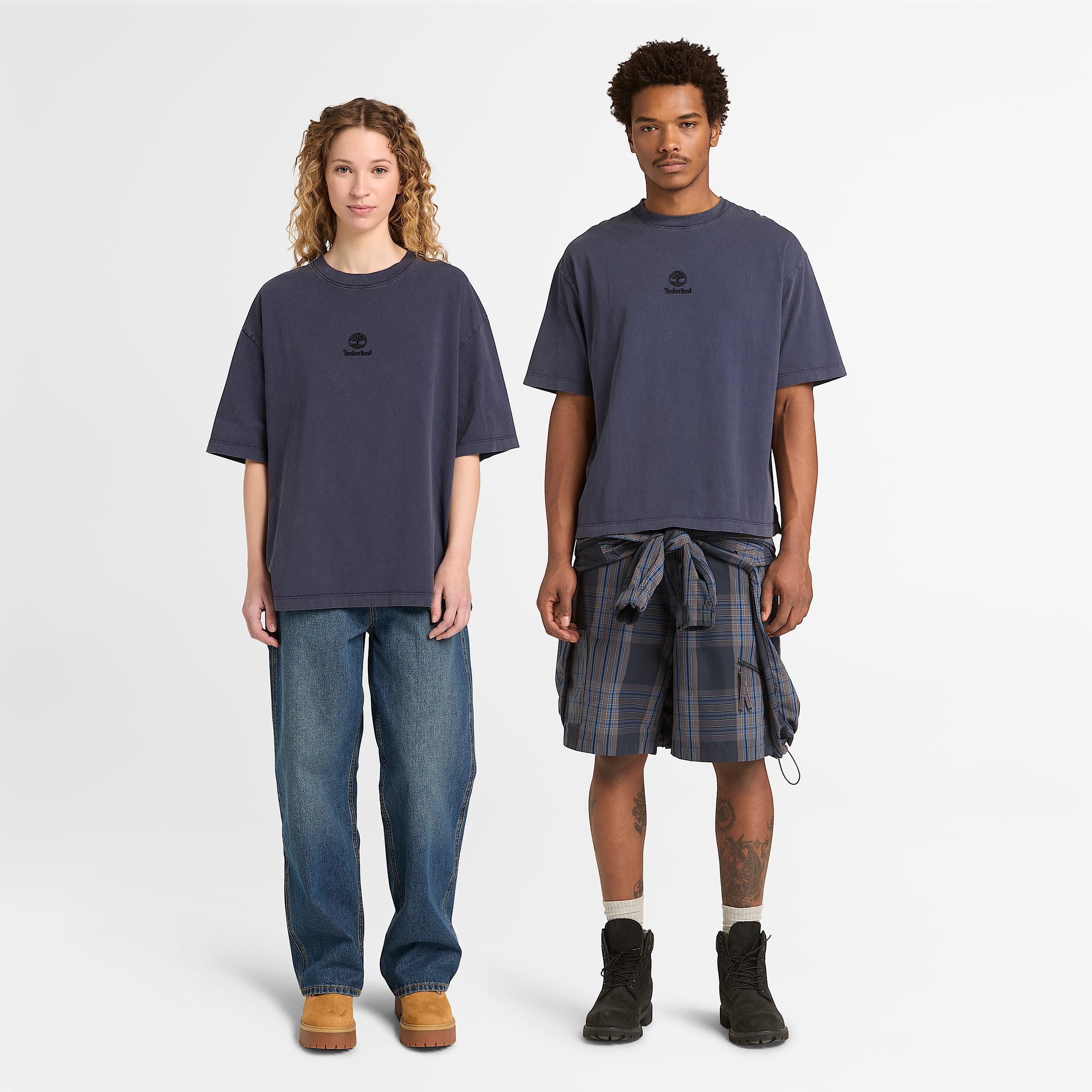 All Gender Sunwashed Embroidered Logo TShirt in Dark Blue TBL Blue ALT1