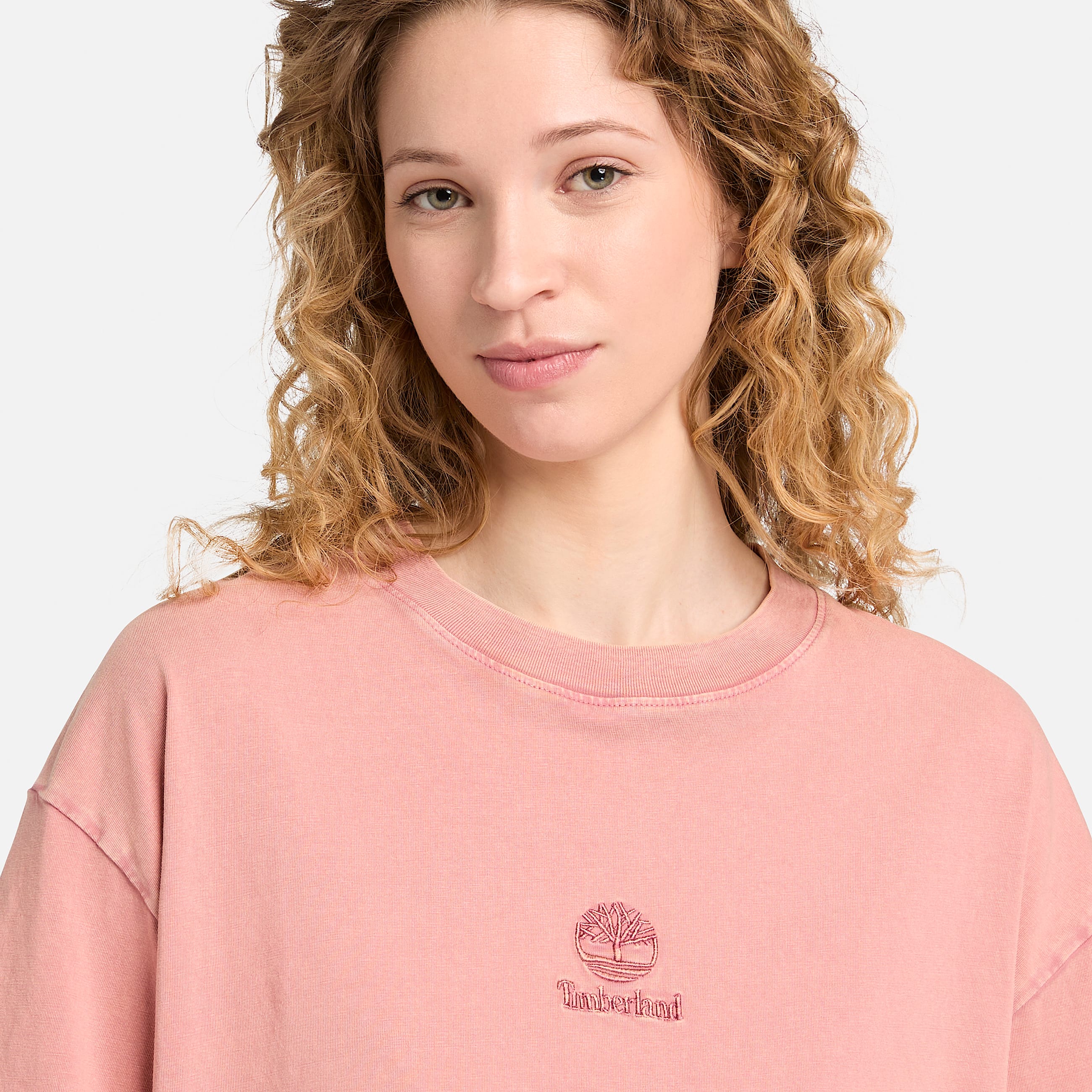 All Gender Sunwashed Embroidered Logo TShirt in Pink TBL Pink ALT4