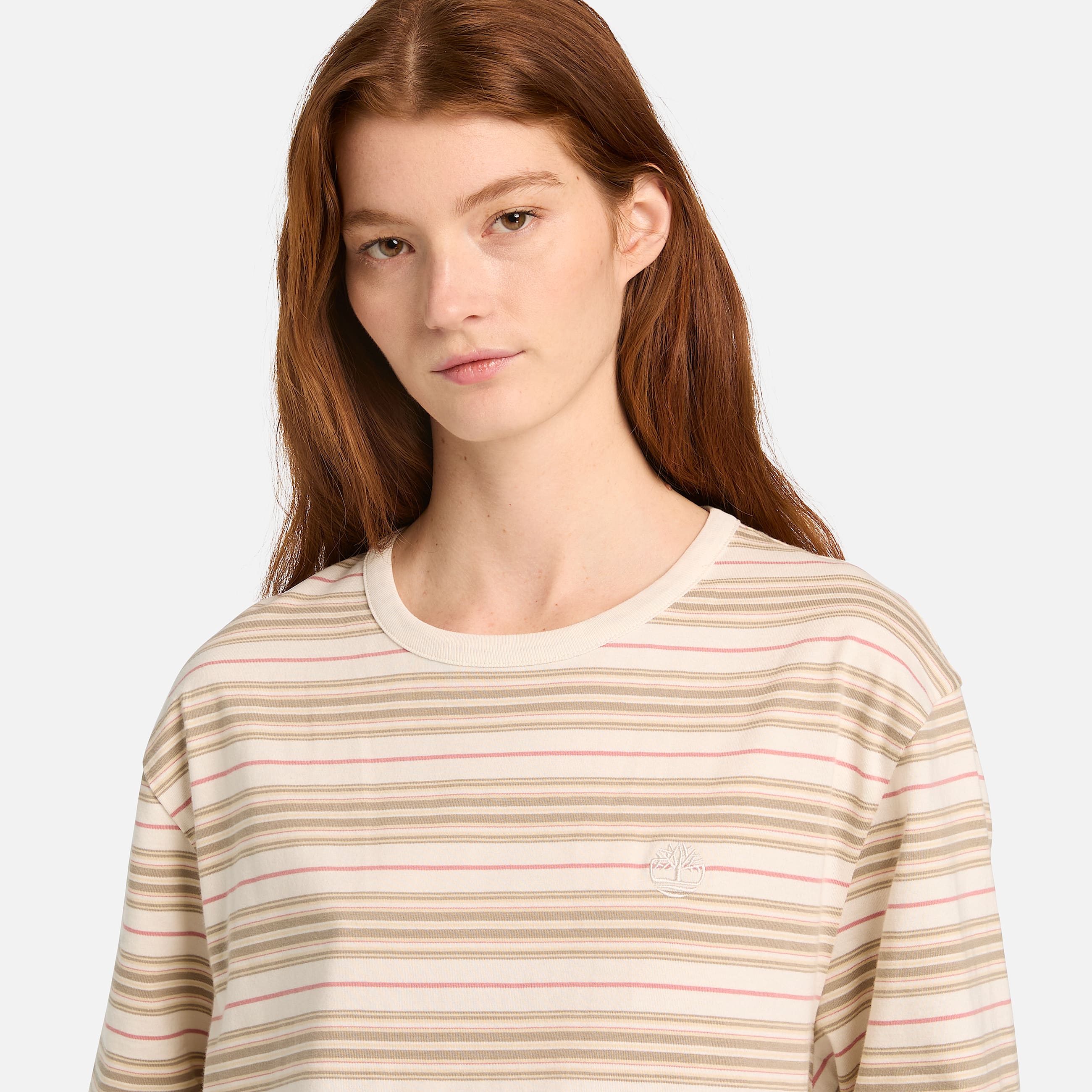All Gender Striped TShirt in WhitePink TBL Pink ALT4