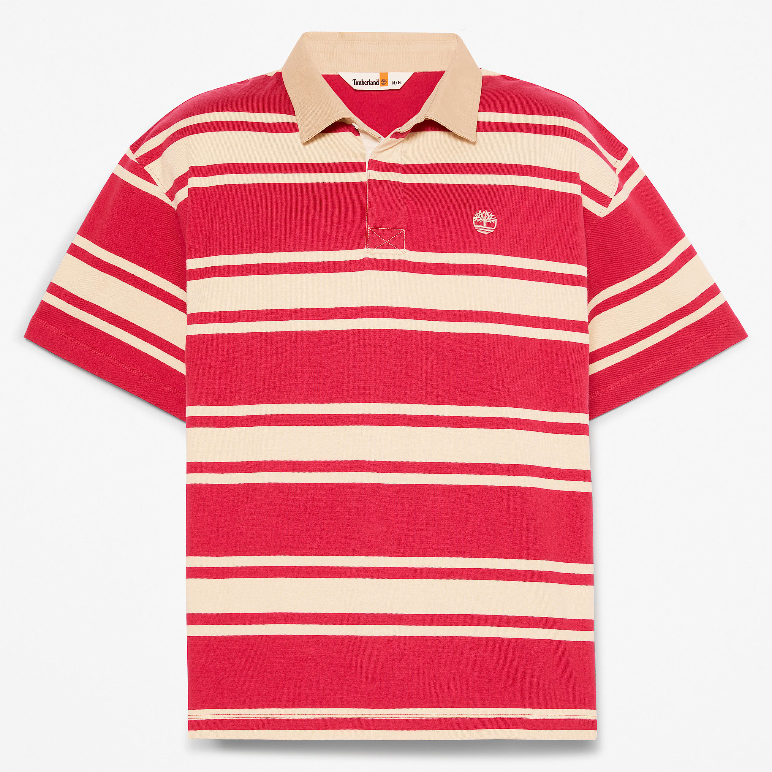 Polo de rugby de manga corta a rayas unisex en rojo TBL rojo HERO