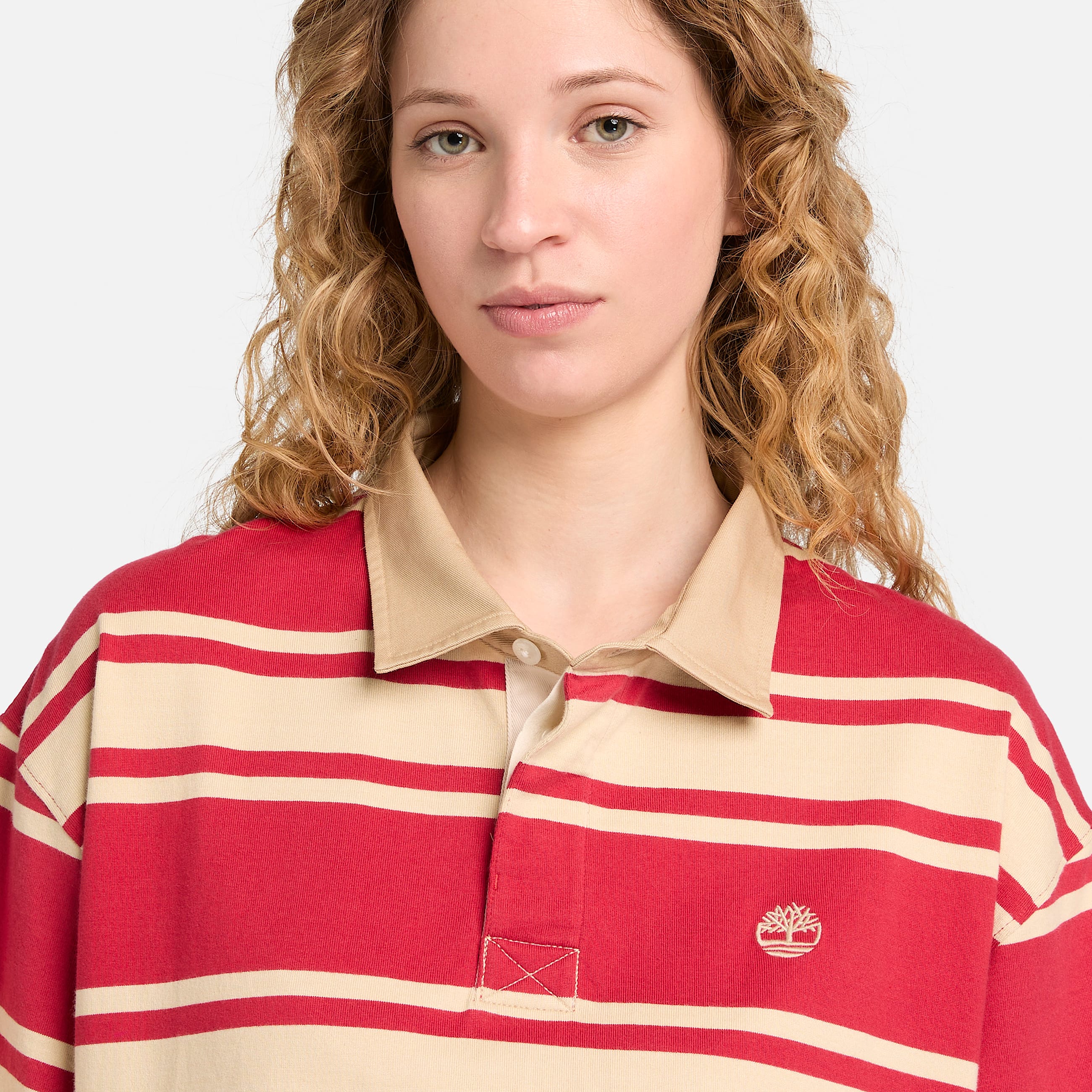 Polo de rugby de manga corta a rayas unisex en rojo TBL rojo ALT4