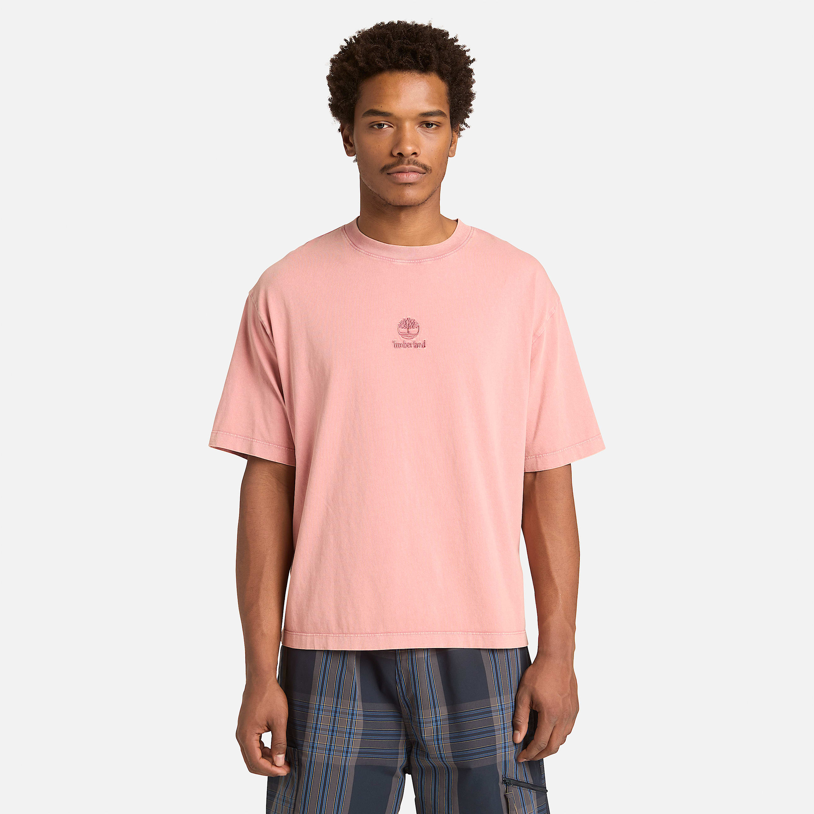 All Gender Sunwashed Embroidered Logo TShirt in Pink TBL Pink ALT3