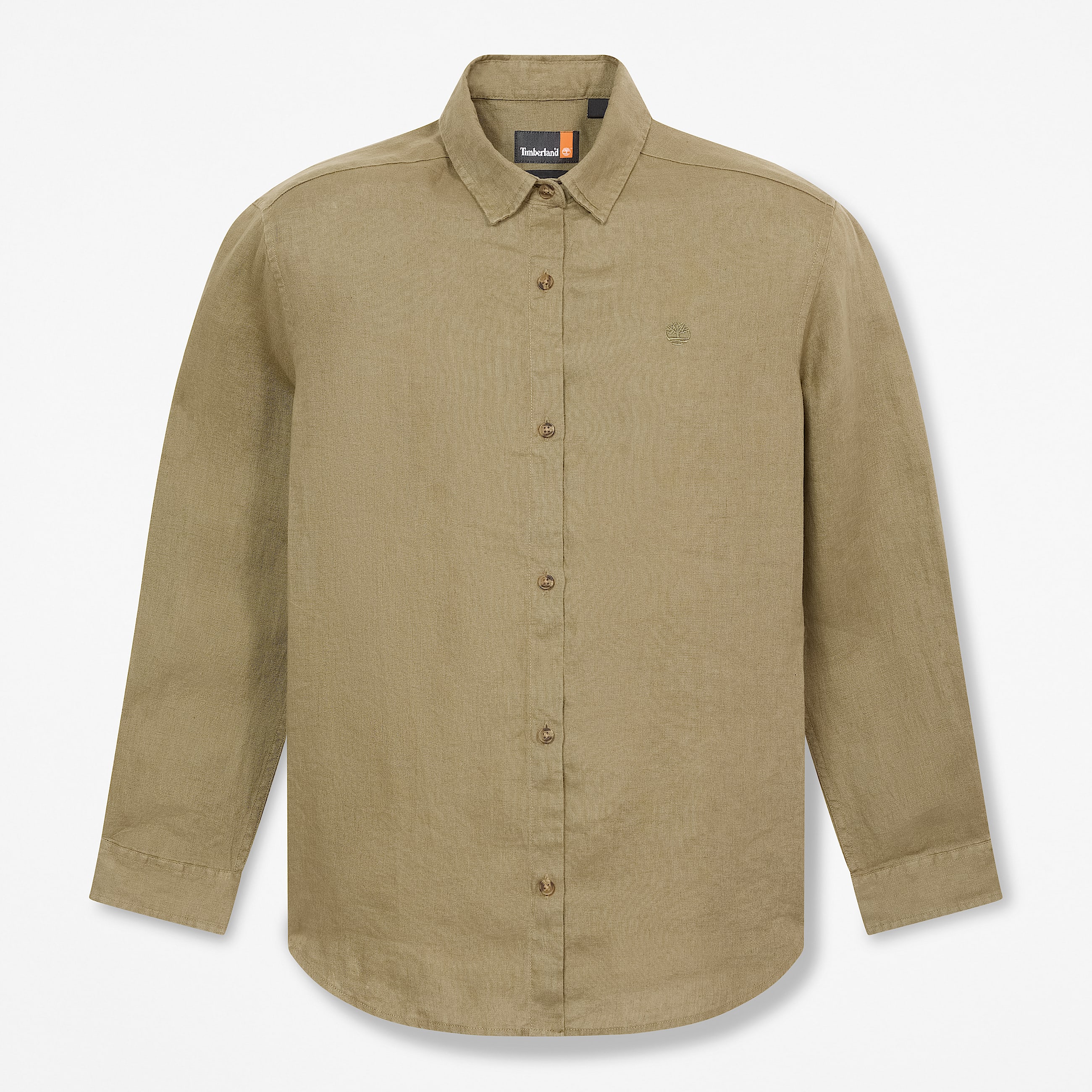 Camisa de lino de manga larga para mujer en verde TBL verde HERO