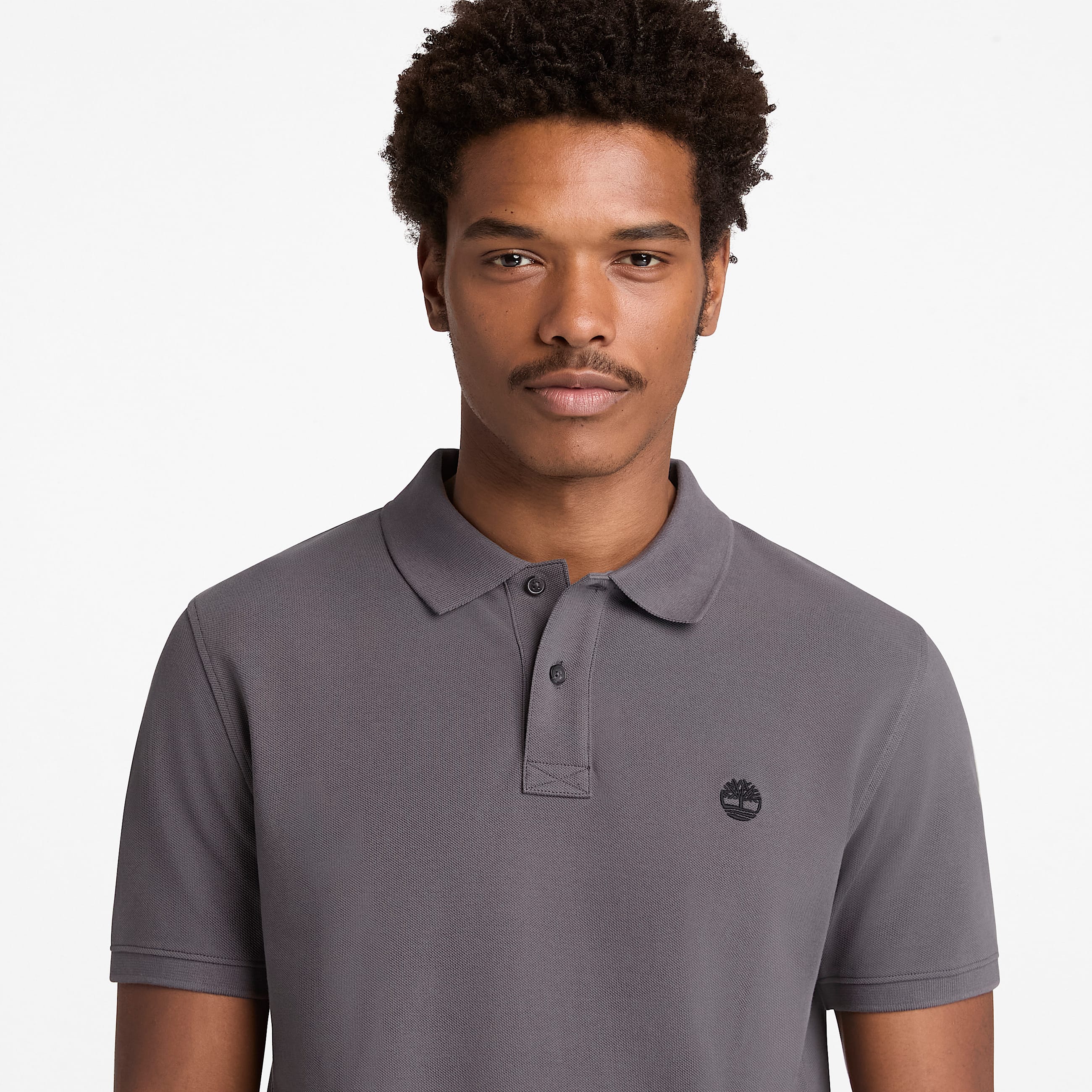 Polo de manga corta en piqu Millers River para hombre en gris oscuro TBL gris ALT3