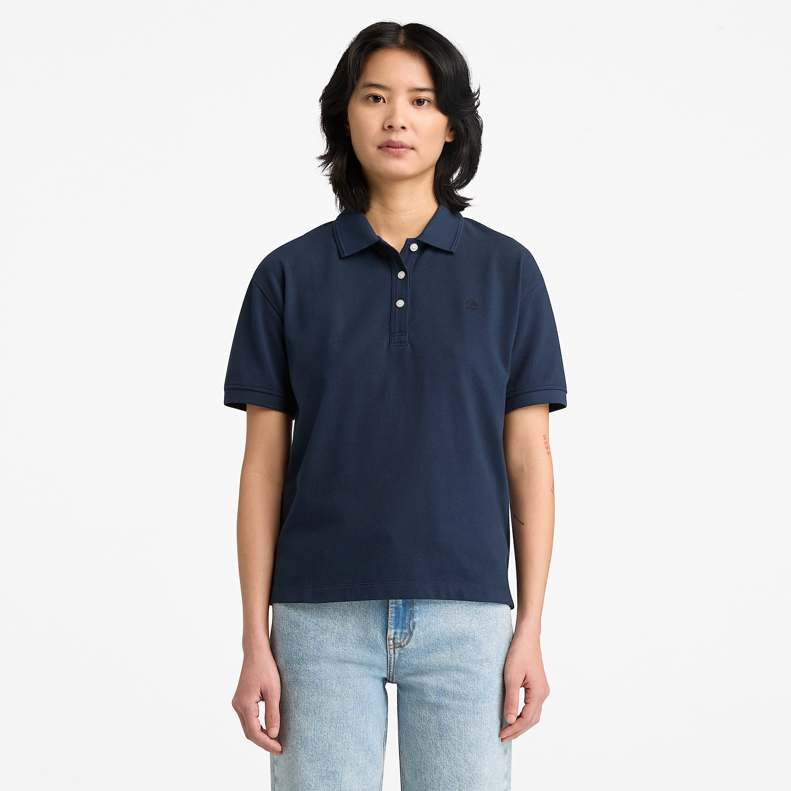 Kurzrmeliges PiquPolohemd fr Damen in Dunkelblau TBL Blau ALT1