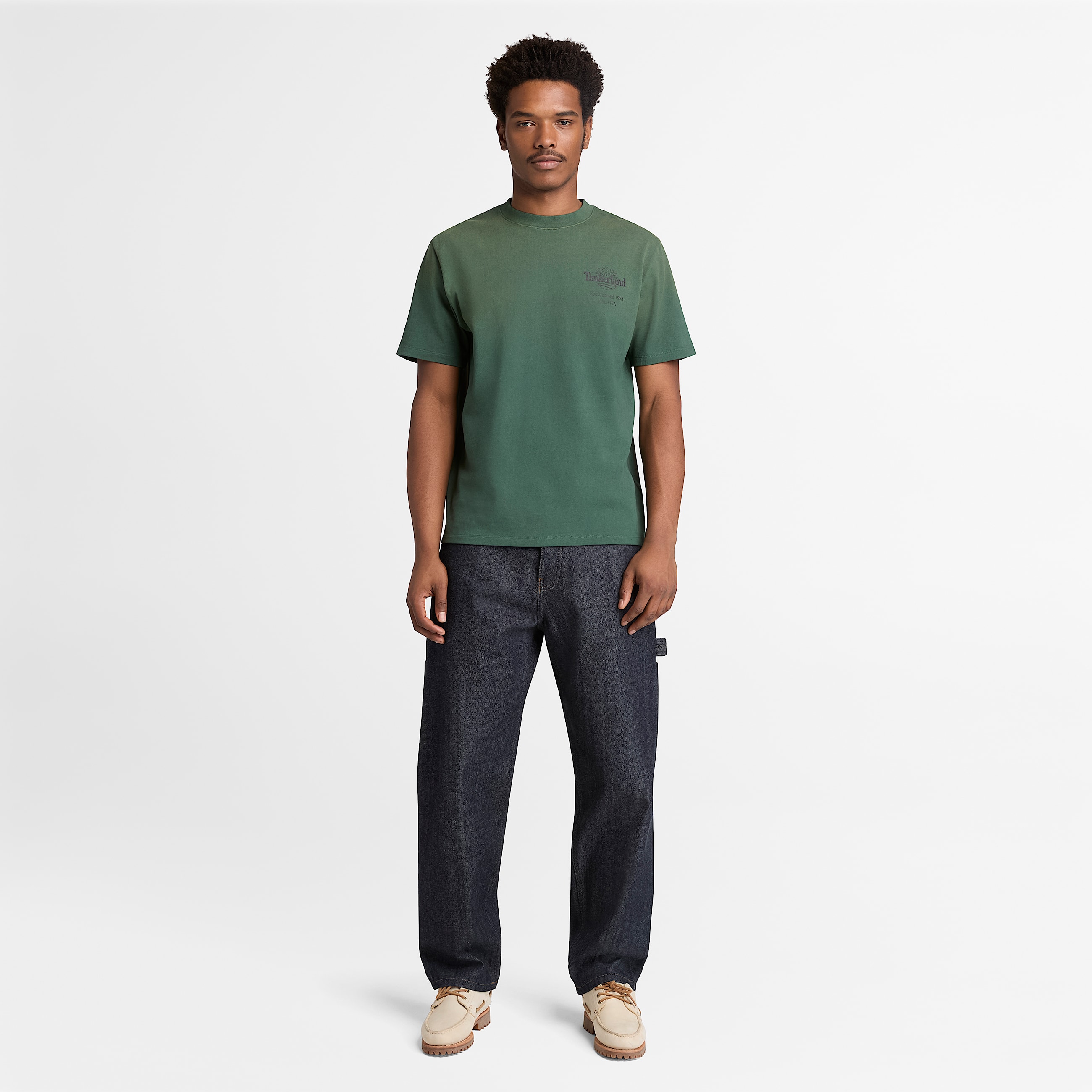 Sunfaded Heavyweight TShirt mit BaumLogo und Grafik fr Herren in Dunkelgrn TBL Grn ALT2