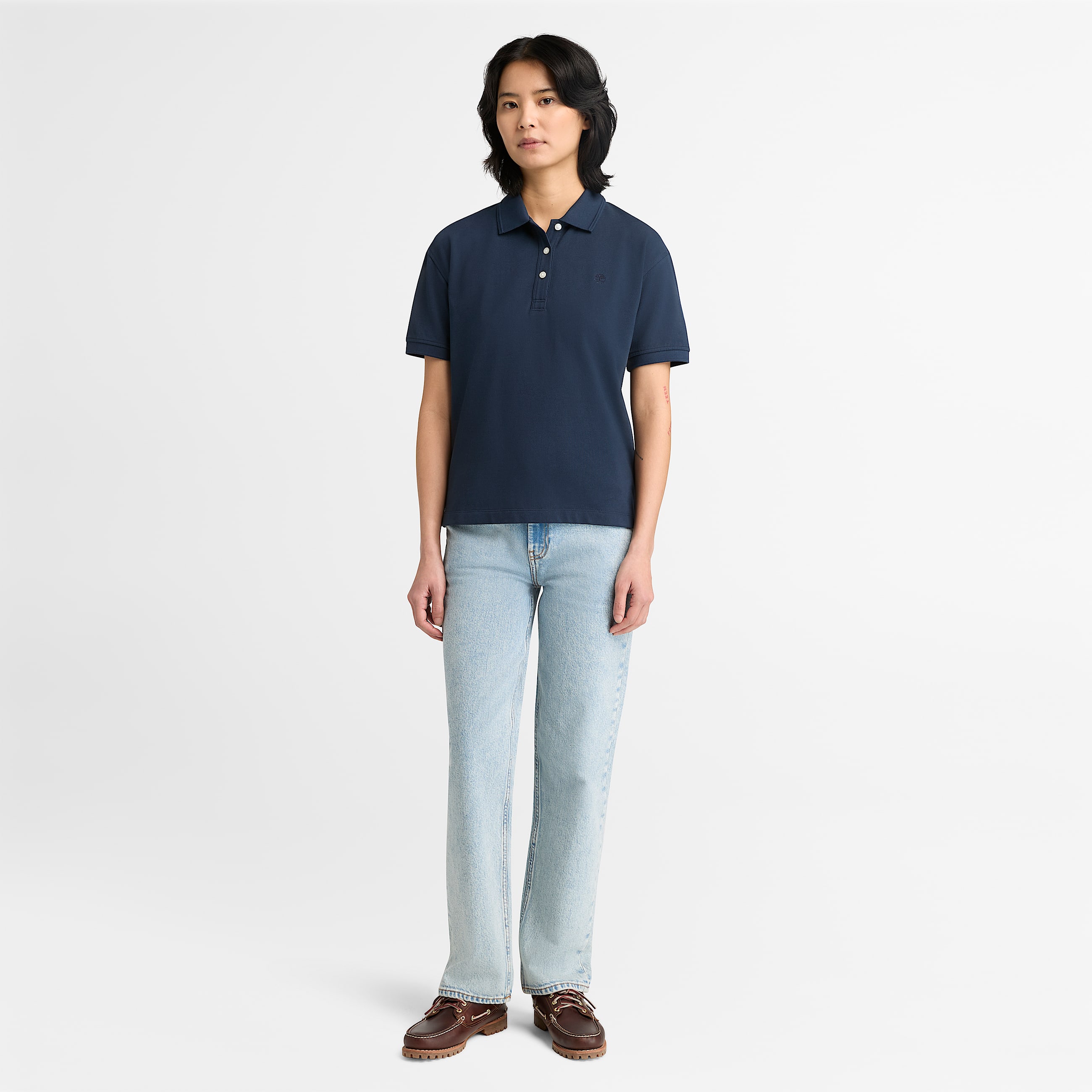 Kurzrmeliges PiquPolohemd fr Damen in Dunkelblau TBL Blau ALT2